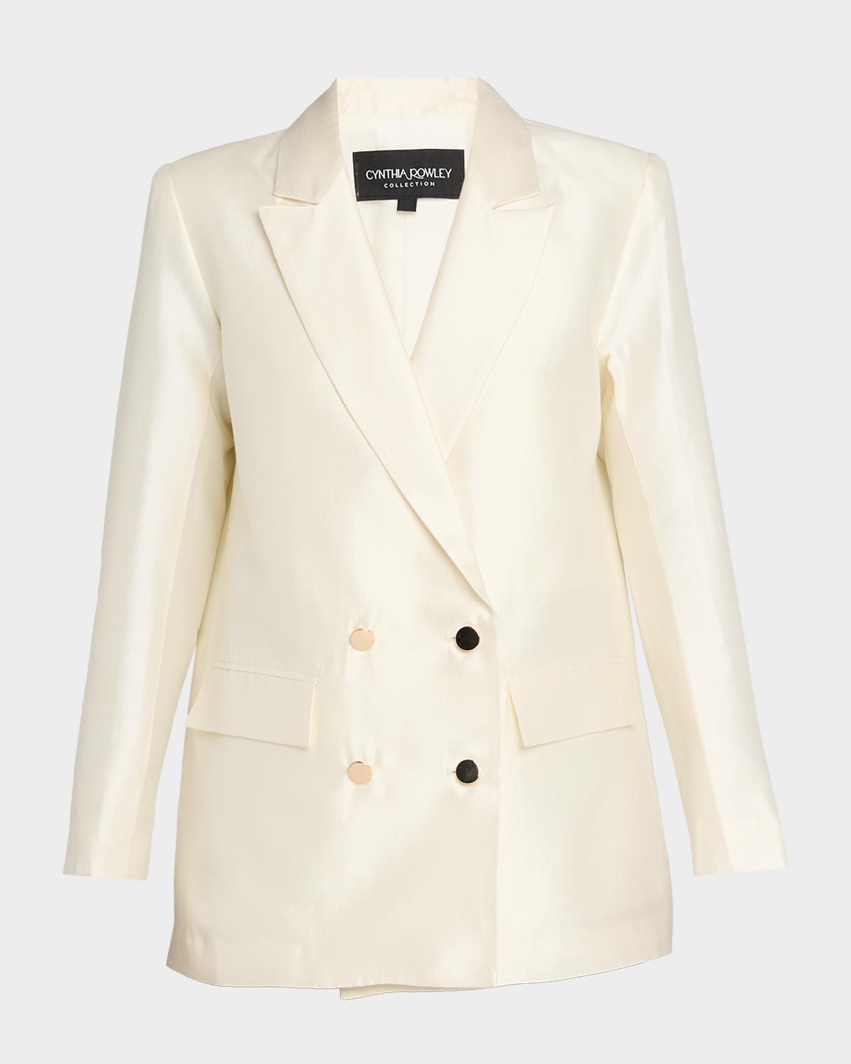 Cynthia Rowley Double-Breasted Silk-Wool Jacket