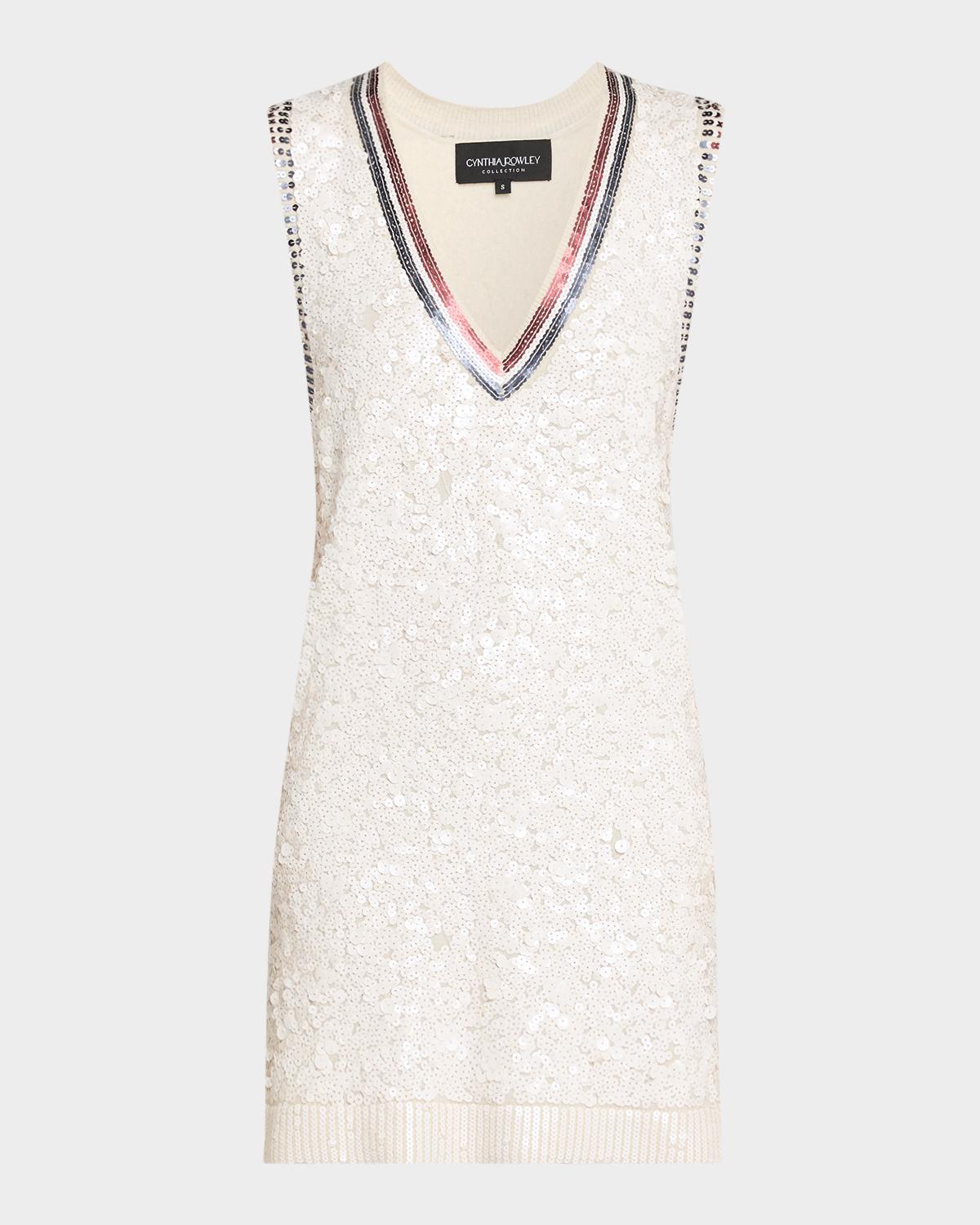 Cynthia Rowley Sleeveless Sequin Wool-Cashmere Knit Mini Dress