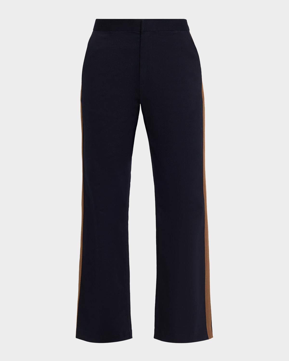 Cynthia Rowley Grosgrain-Trim Cotton Flare Pants