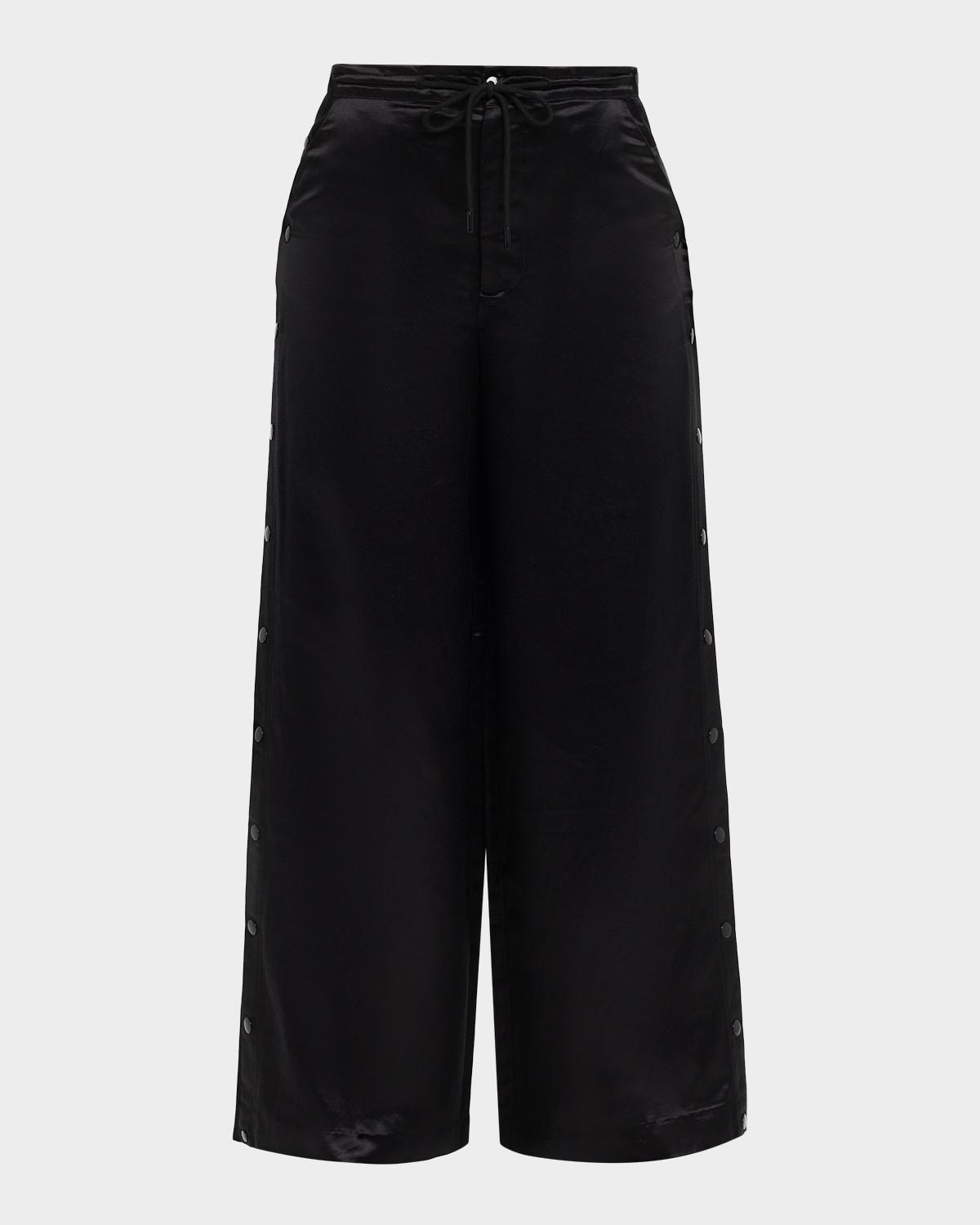 Cynthia Rowley Wide-Leg Snap Silk Pants