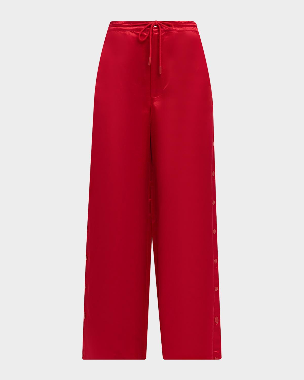 Cynthia Rowley Wide-Leg Snap Silk Pants