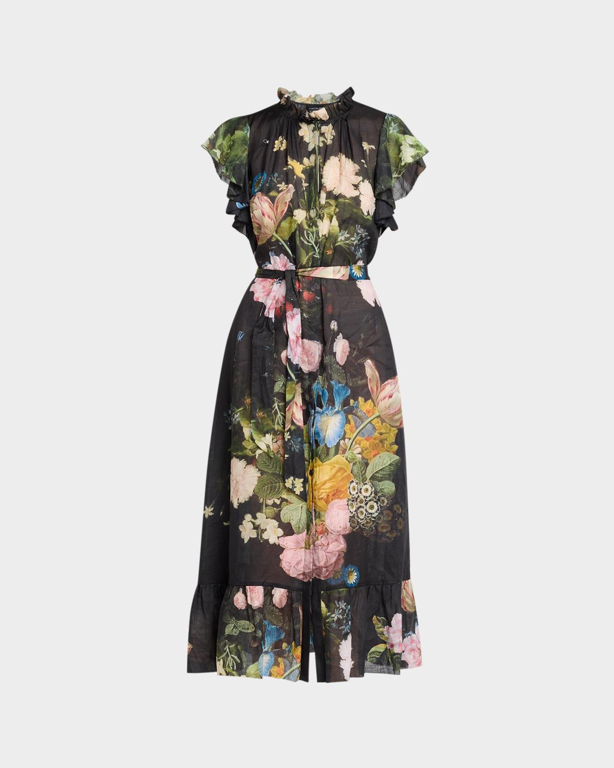 Cynthia Rowley Floral-Print Ramie Kaftan