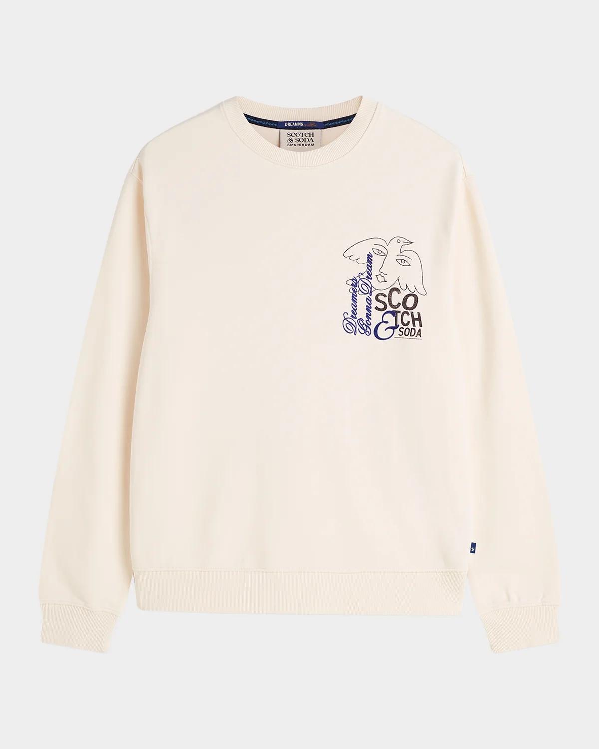 Scotch & Soda Men & Apos;s Front And Back Artwork Regular-fit Sweatshirt In Eggnog