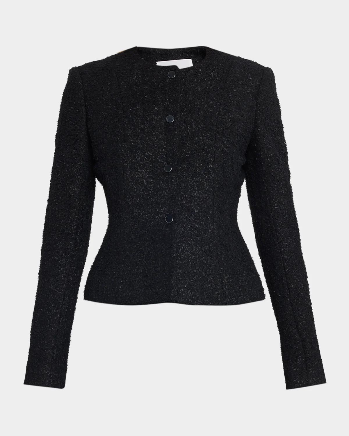 Maria Mcmanus Wool-blend Peplum-hem Jacket In Black
