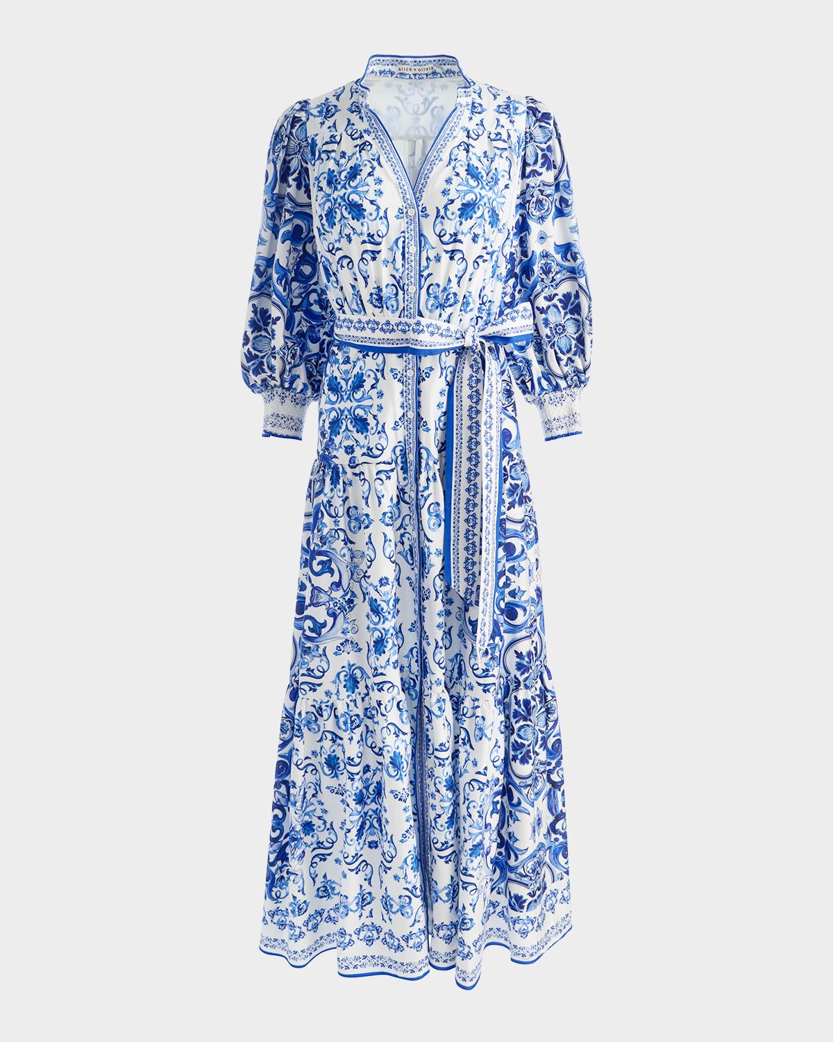 ALICE + OLIVIA Cora Printed Cotton Voil Maxi Shirtdress