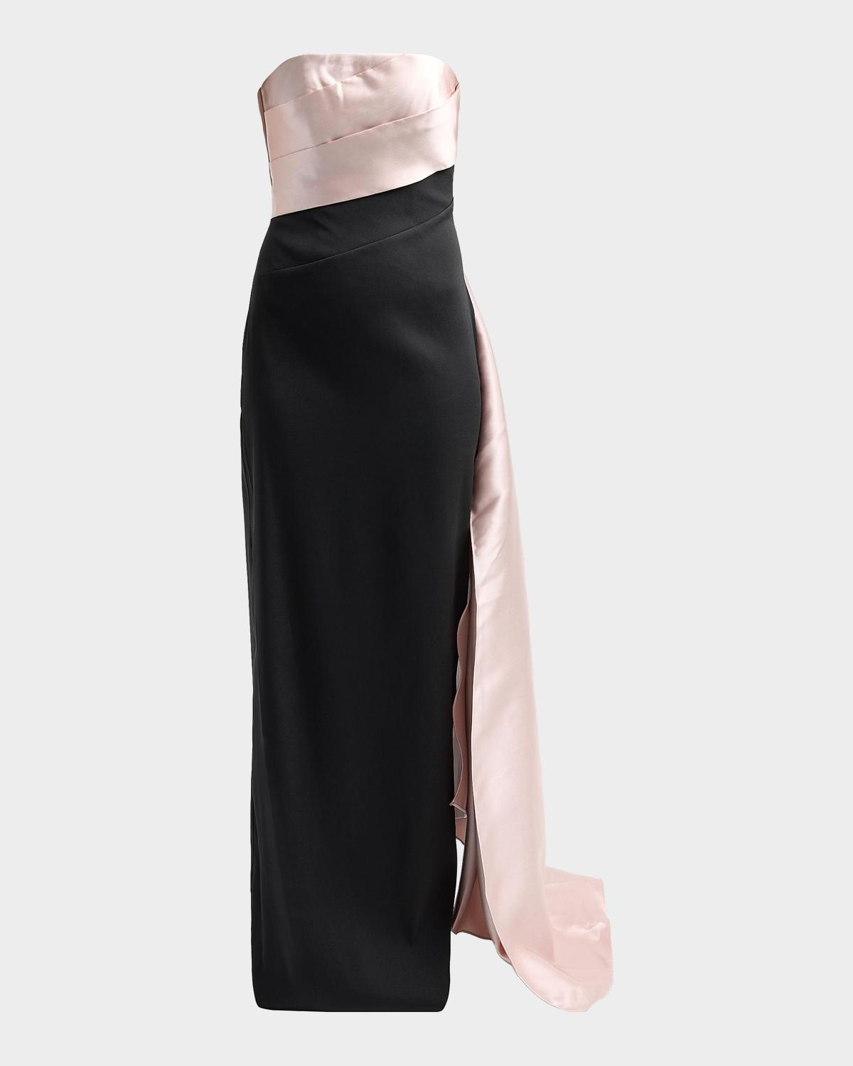 Rene Ruiz Collection Colorblocked Strapless Satin Gown