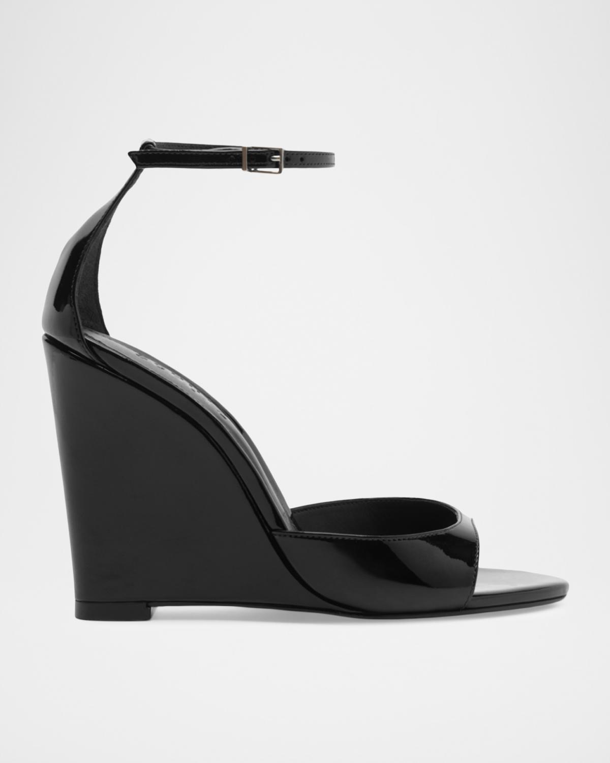 Schutz 100mm Scarlett Patent Leather Wedge Sandals
