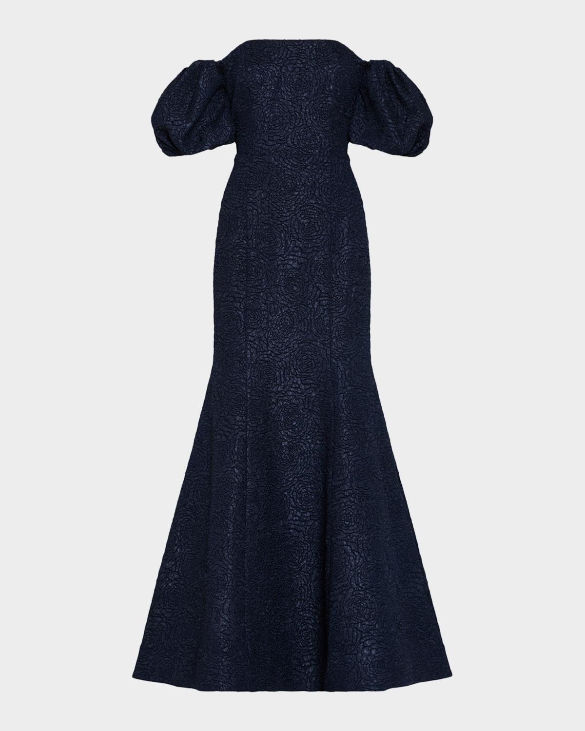 Milly Alexi Off-Shoulder Floral Jacquard Mermaid Gown