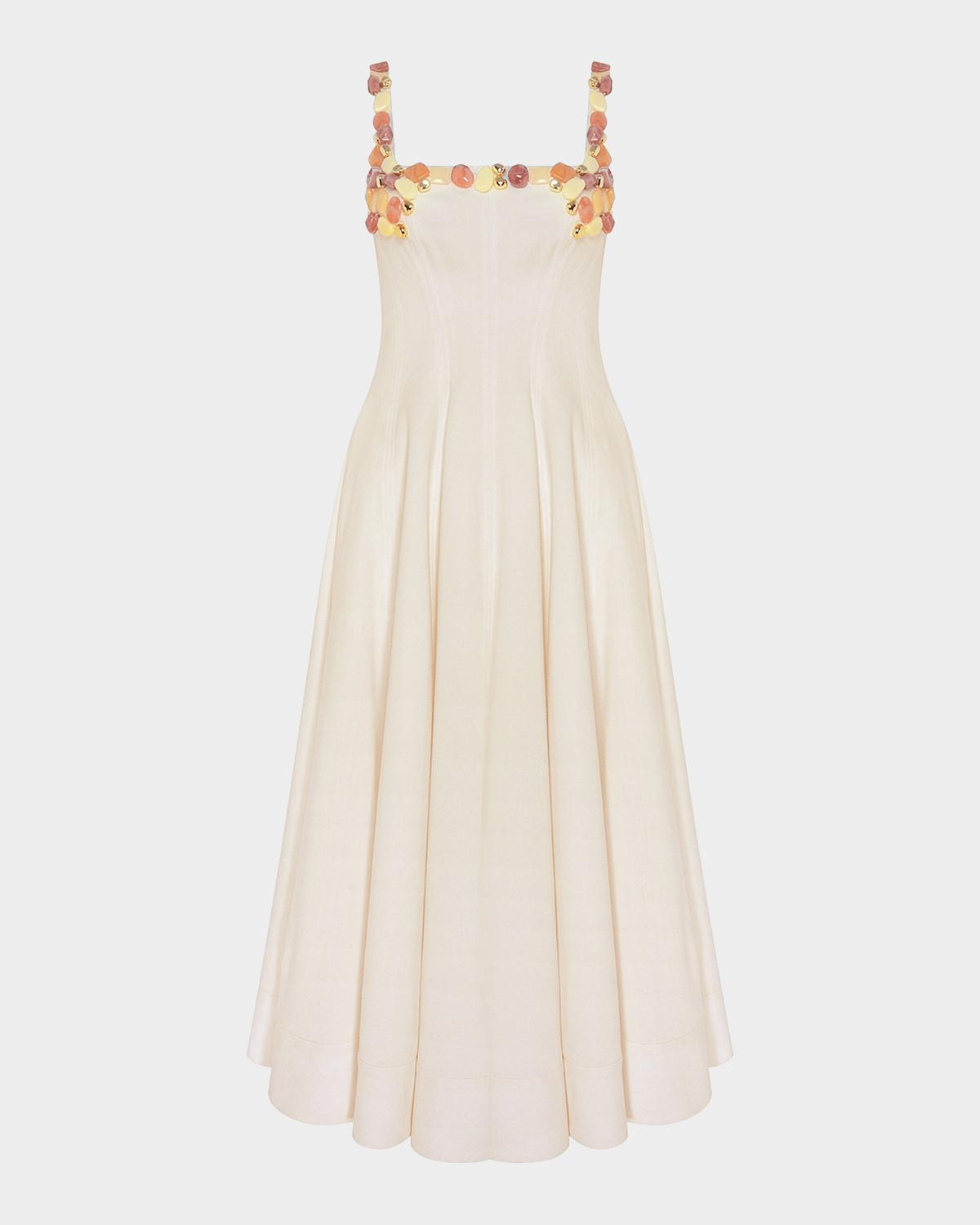 PatBO Gabriela Beaded Fit-&-Flare Midi Dress