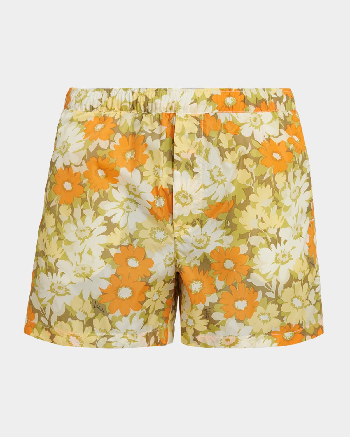 Valentino Men & Apos;s Floral Logo Swim Trunks
