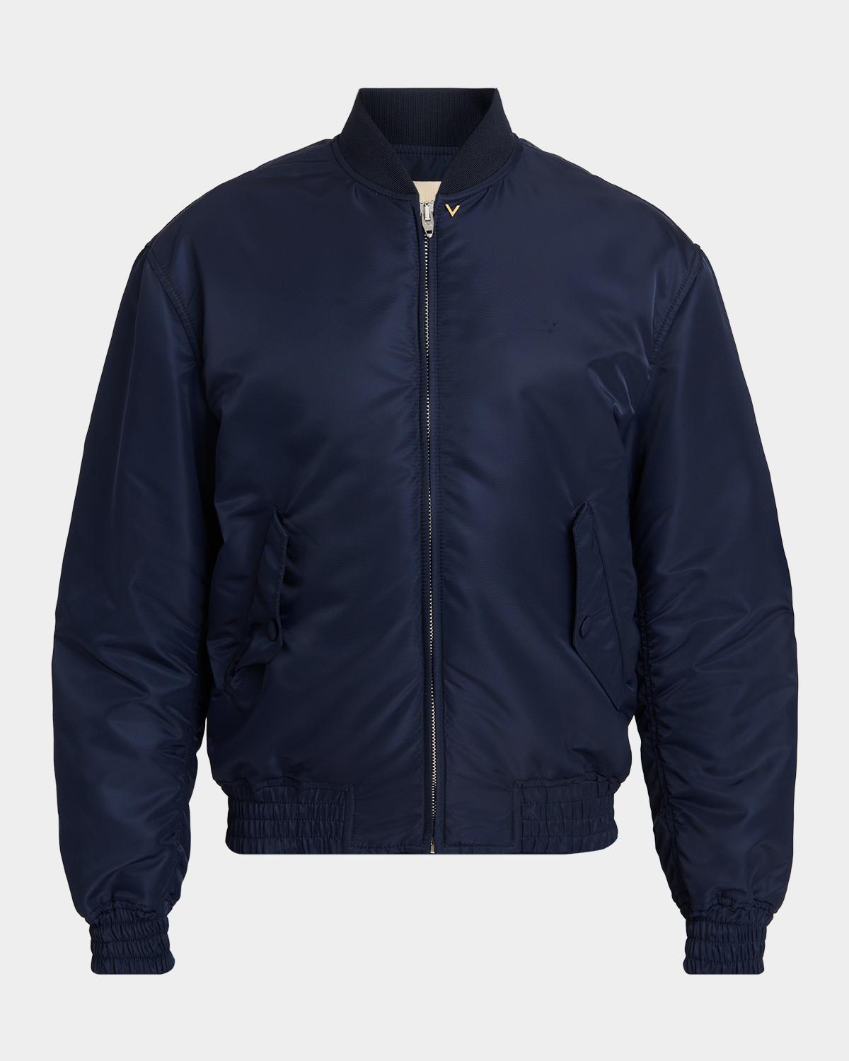 Valentino Men & Apos;s Nylon Bomber Jacket In Blue