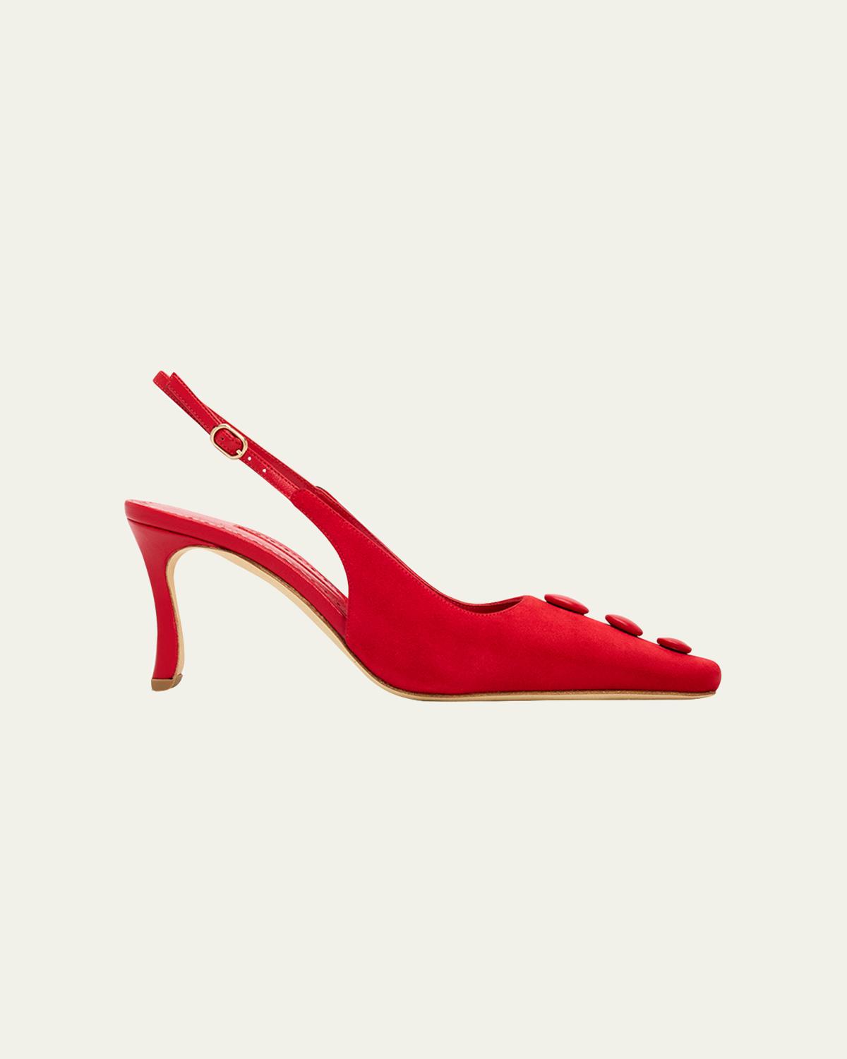 Manolo Blahnik 70mm Alexapla Suede Slingback Pumps