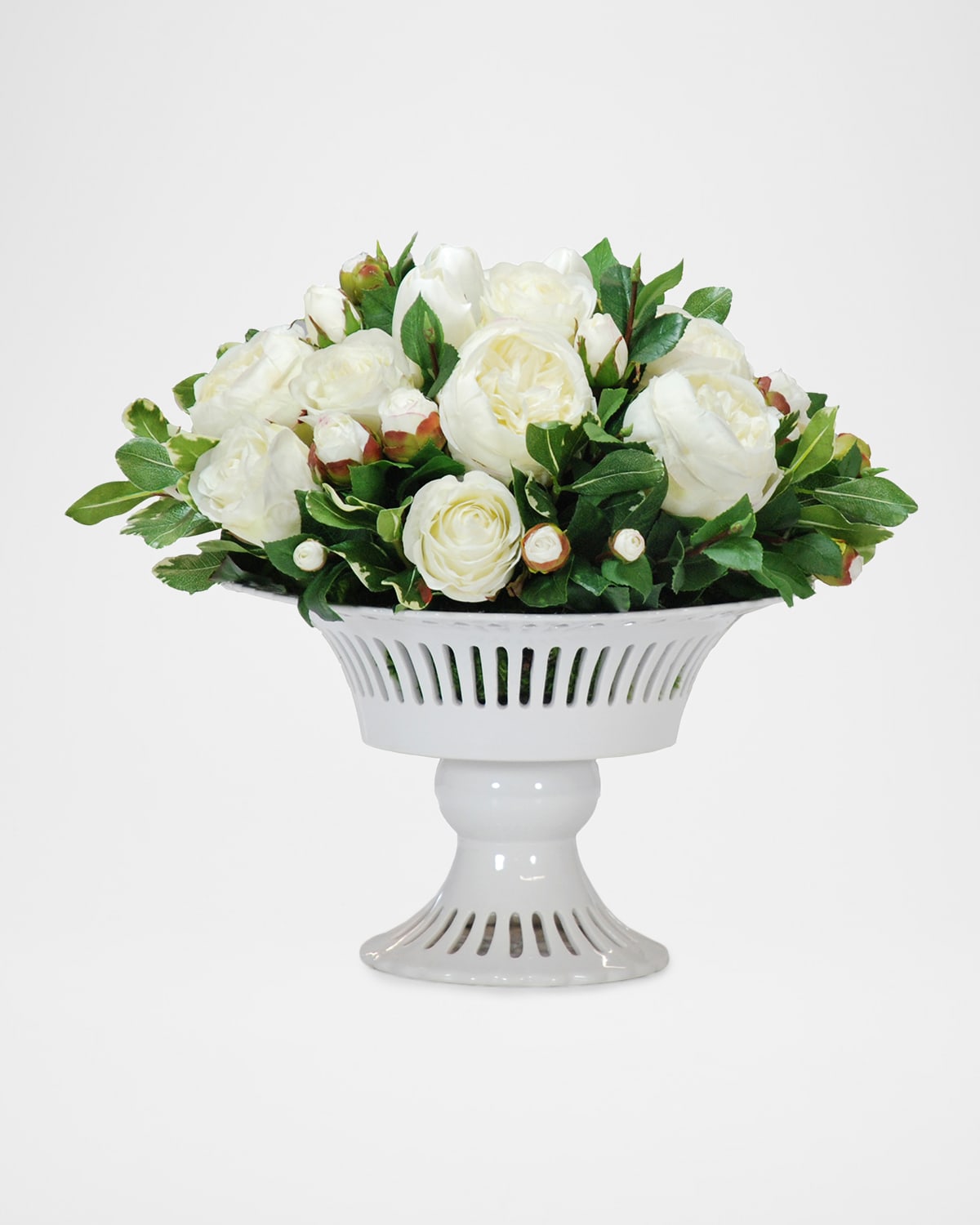 Winward Home Roses & Camellia Buds 15" Faux Floral Arrangement in Porcelain Vase | Thumbnail 4 Winward Home Roses & Camellia Buds 15" Faux Floral Arrangement in Porcelain Vase | Thumbnail 4