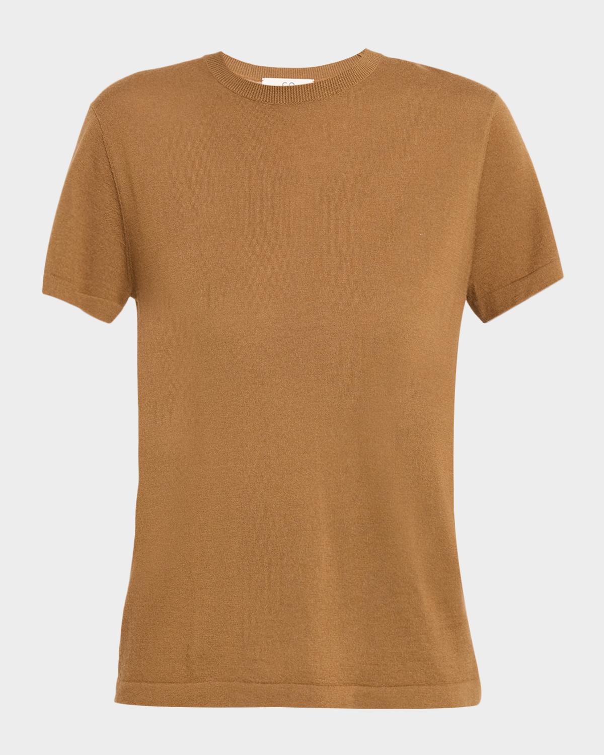 Co Short-Sleeve Cashmere Knit Crewneck Shirt