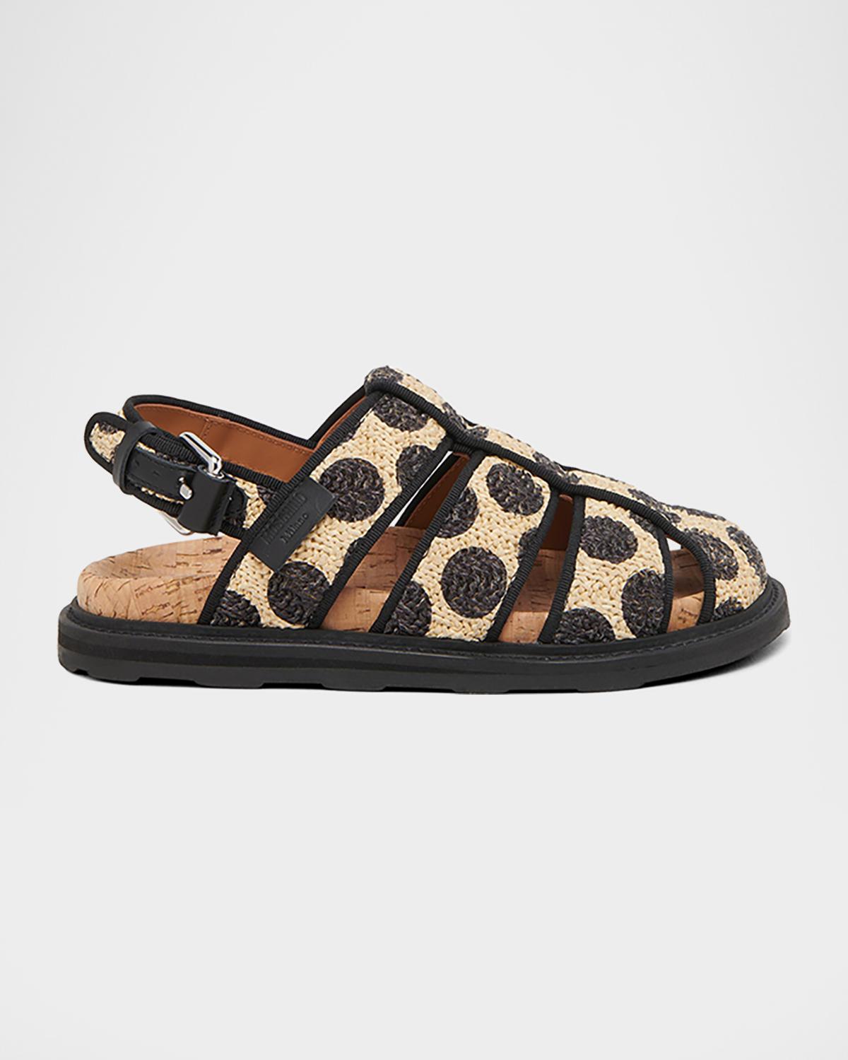 Moschino Polka Dot Raffia Fisherman Sandals