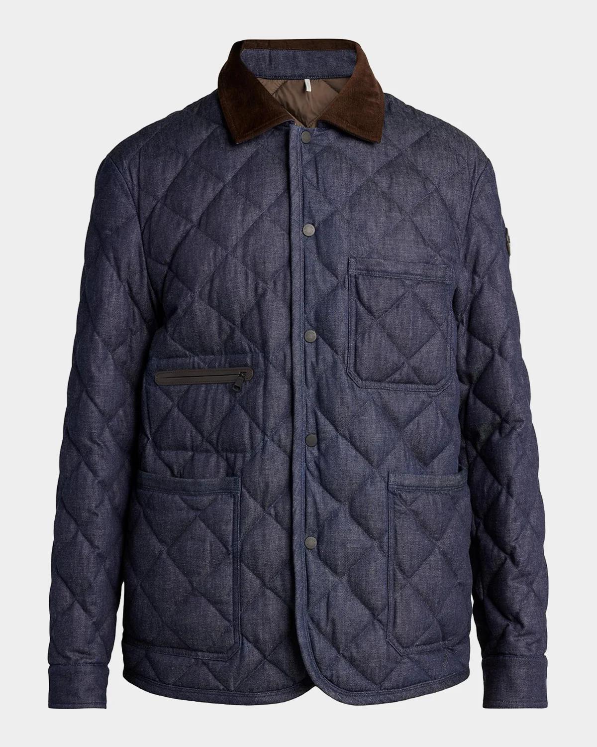 Moncler Grenoble Men's Cotton & Leather Quilted Jacket