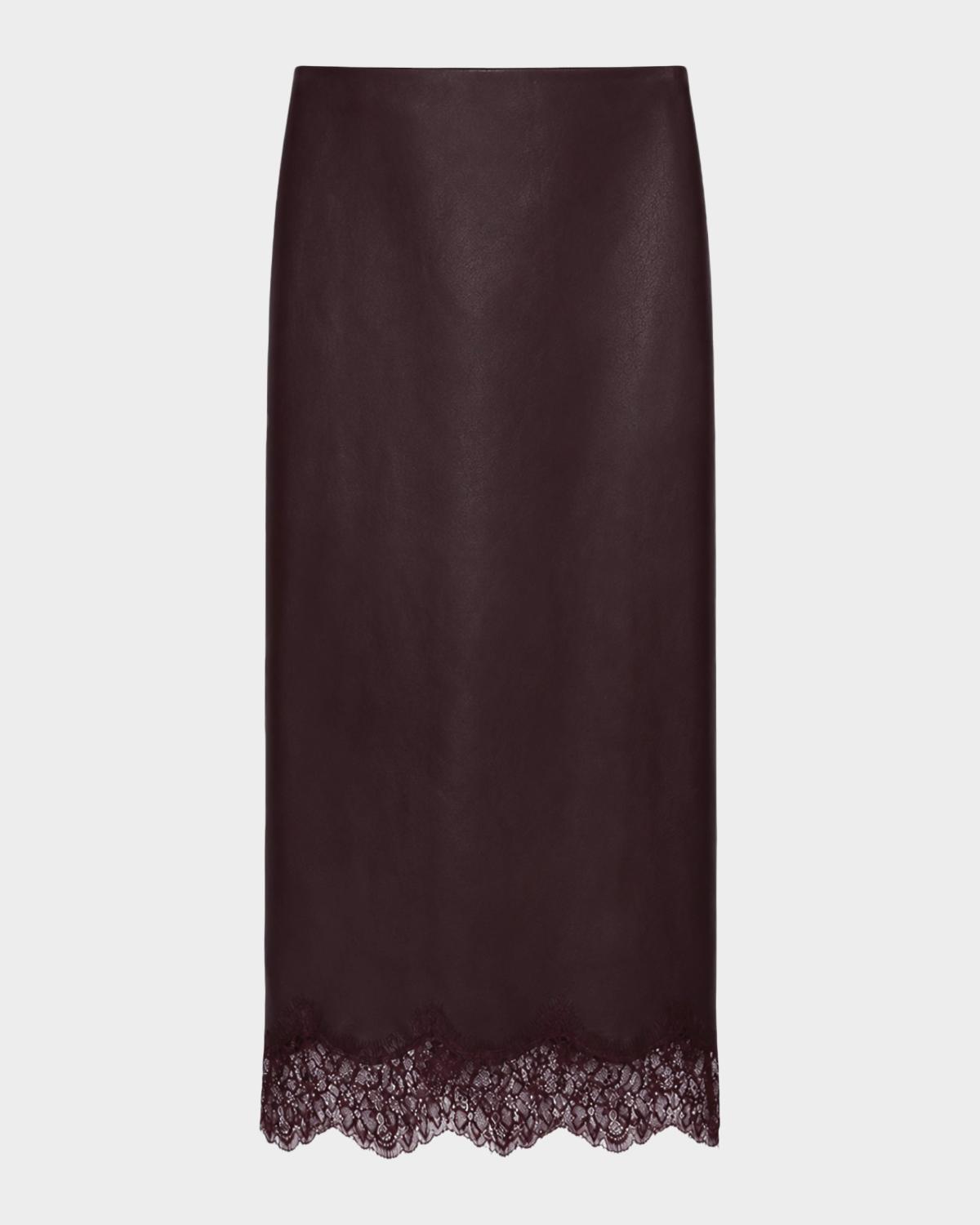 LaMarque Sonja Faux Leather Lace-Trimmed Midi Skirt