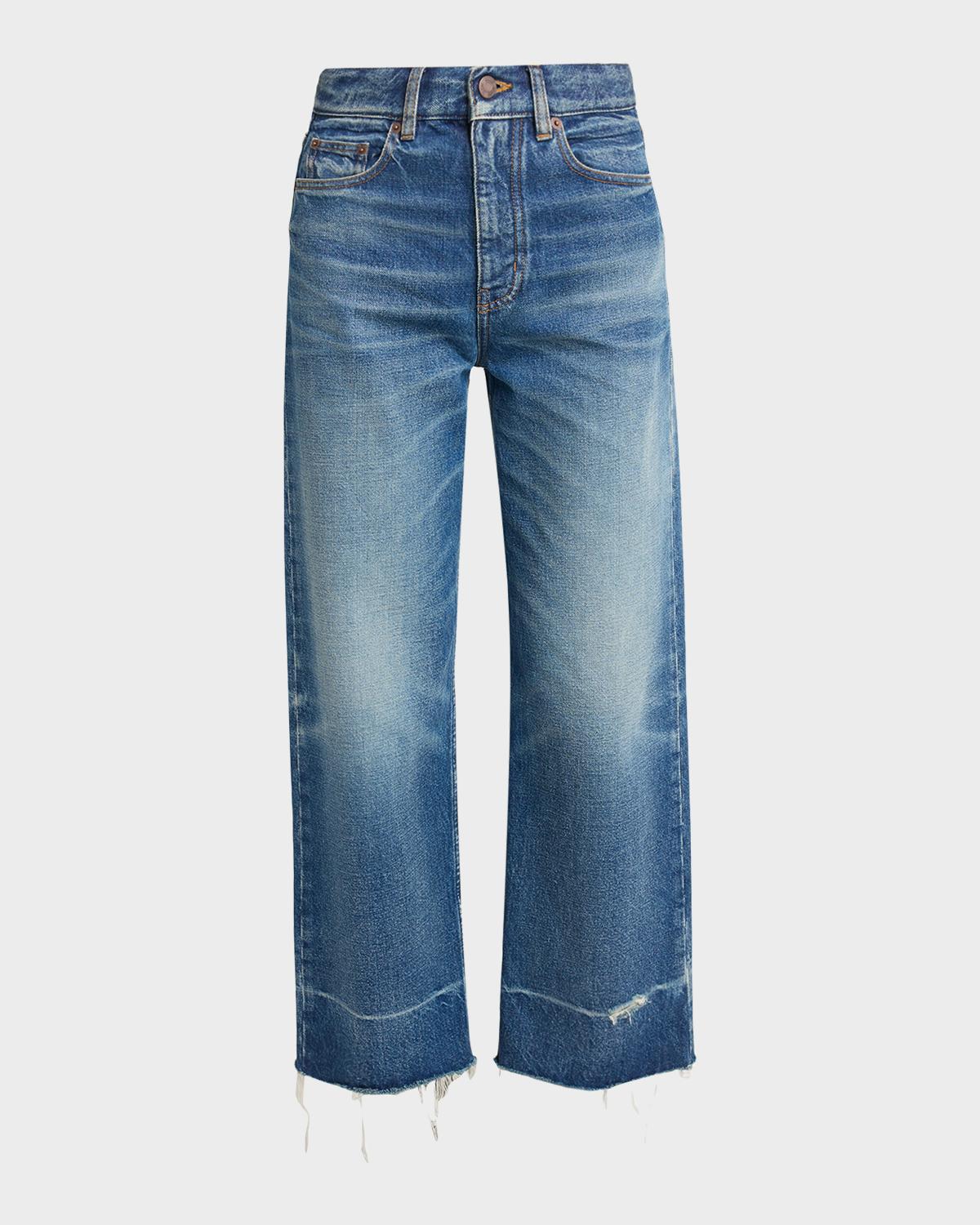 Chloe Mid-Rise Straight-Leg Raw-Hem Ankle Jeans