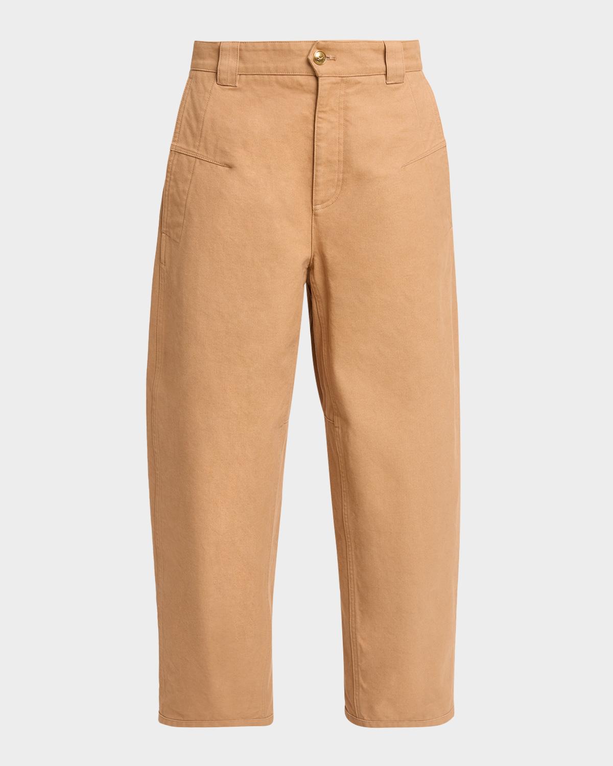 Chloe Cotton Canvas Barrel-Leg Trousers