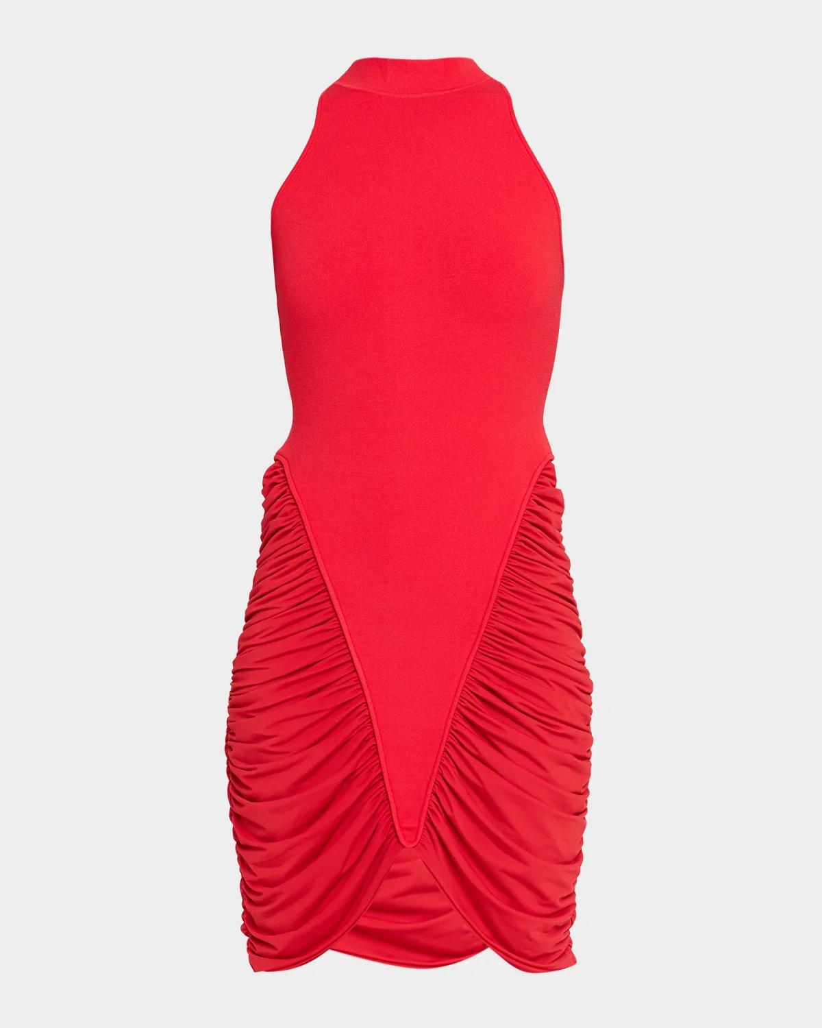 Et Ochs Atticus Draped Jersey and Knit Mini Dress