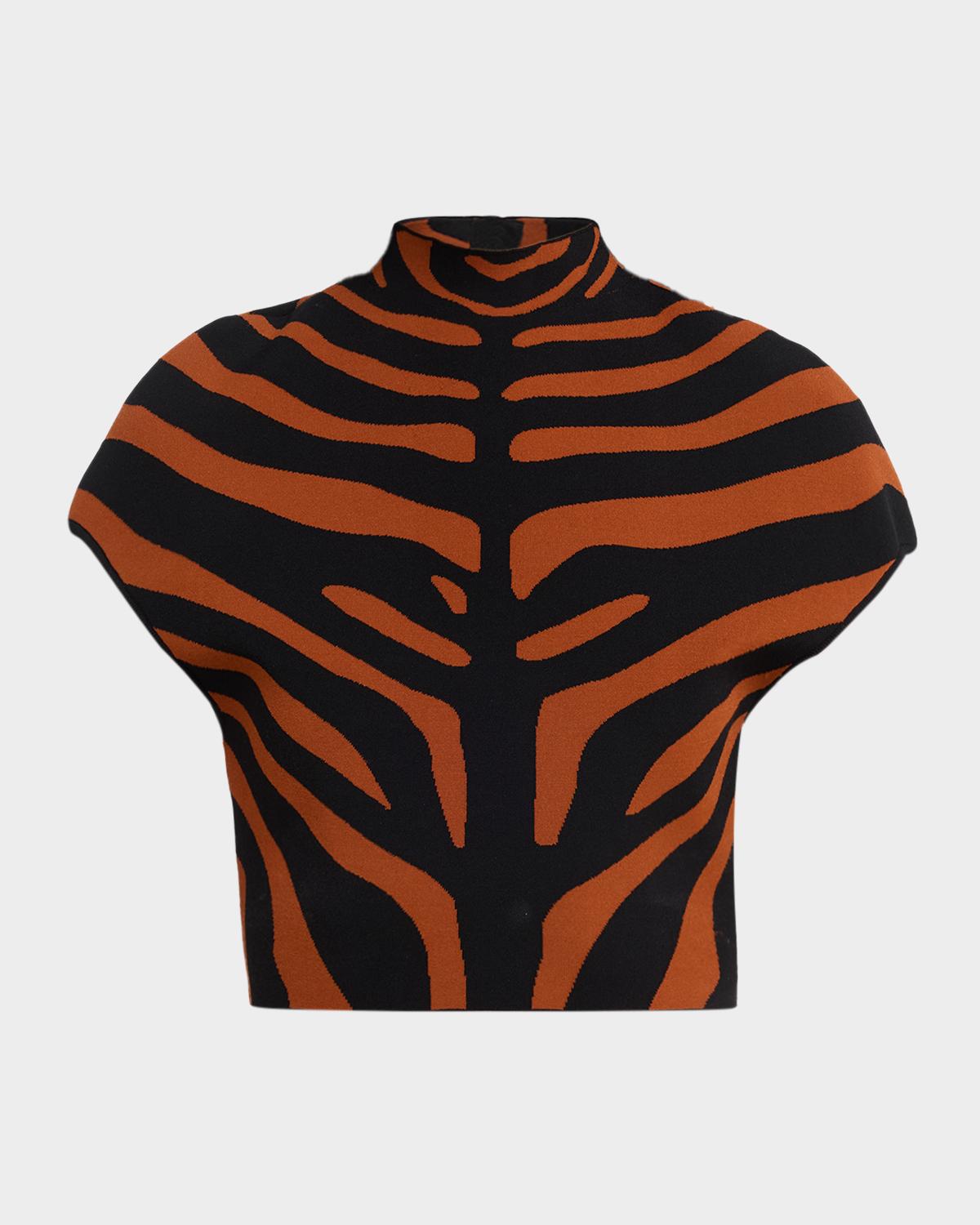 Et Ochs Rumi Cropped Tiger Striped Knit Top