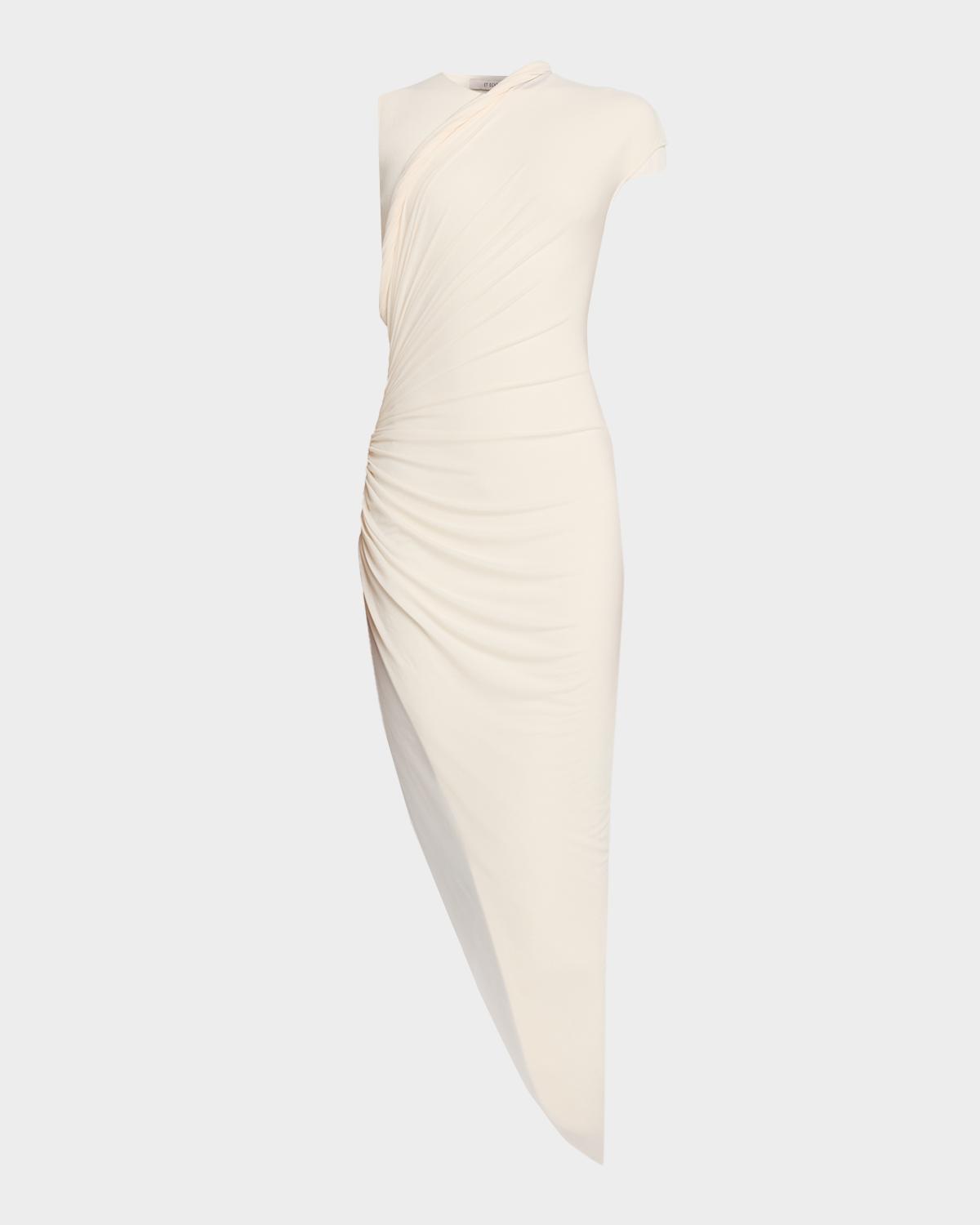 Et Ochs Georgia Draped High-Low Knit Combo Midi Dress
