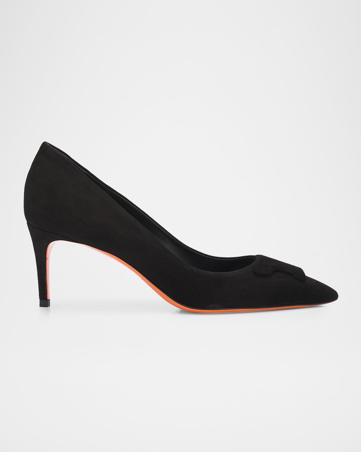 Santoni 65mm Suede Pointed-Toe Pumps