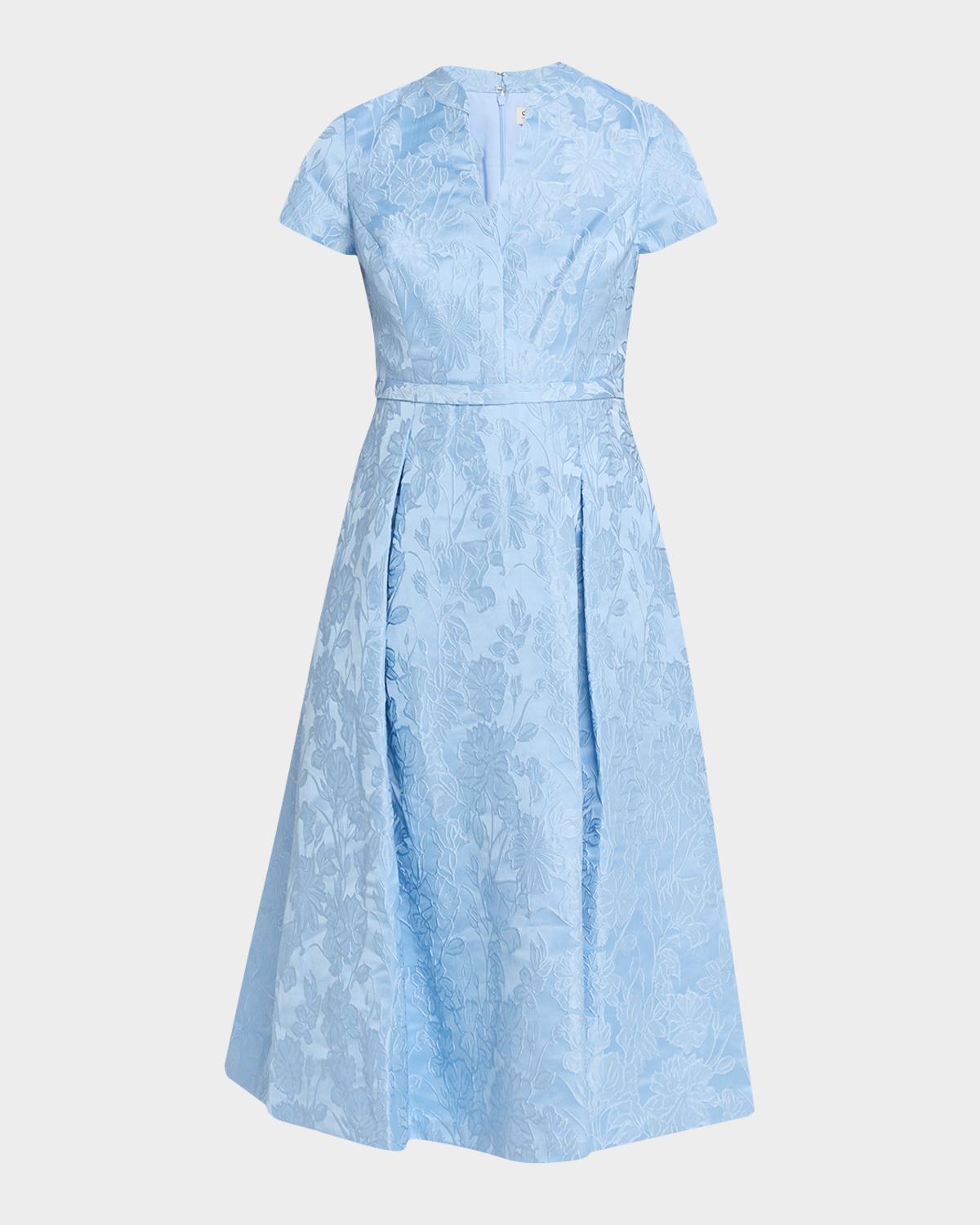 SACHIN BABI Hanna Pleated Floral Jacquard Midi Dress