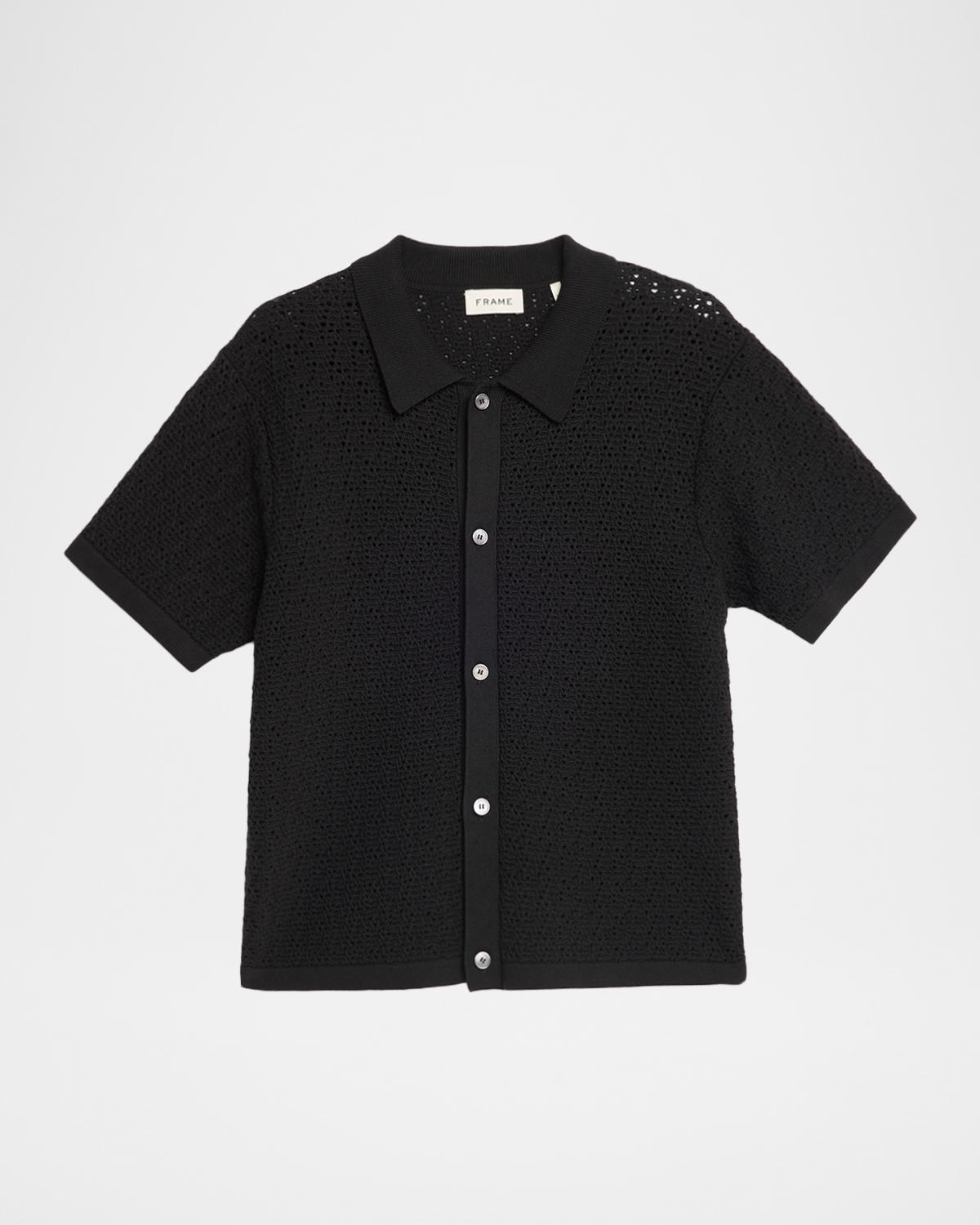 FRAME Men's Open-stitch Cotton-Blend Shirt