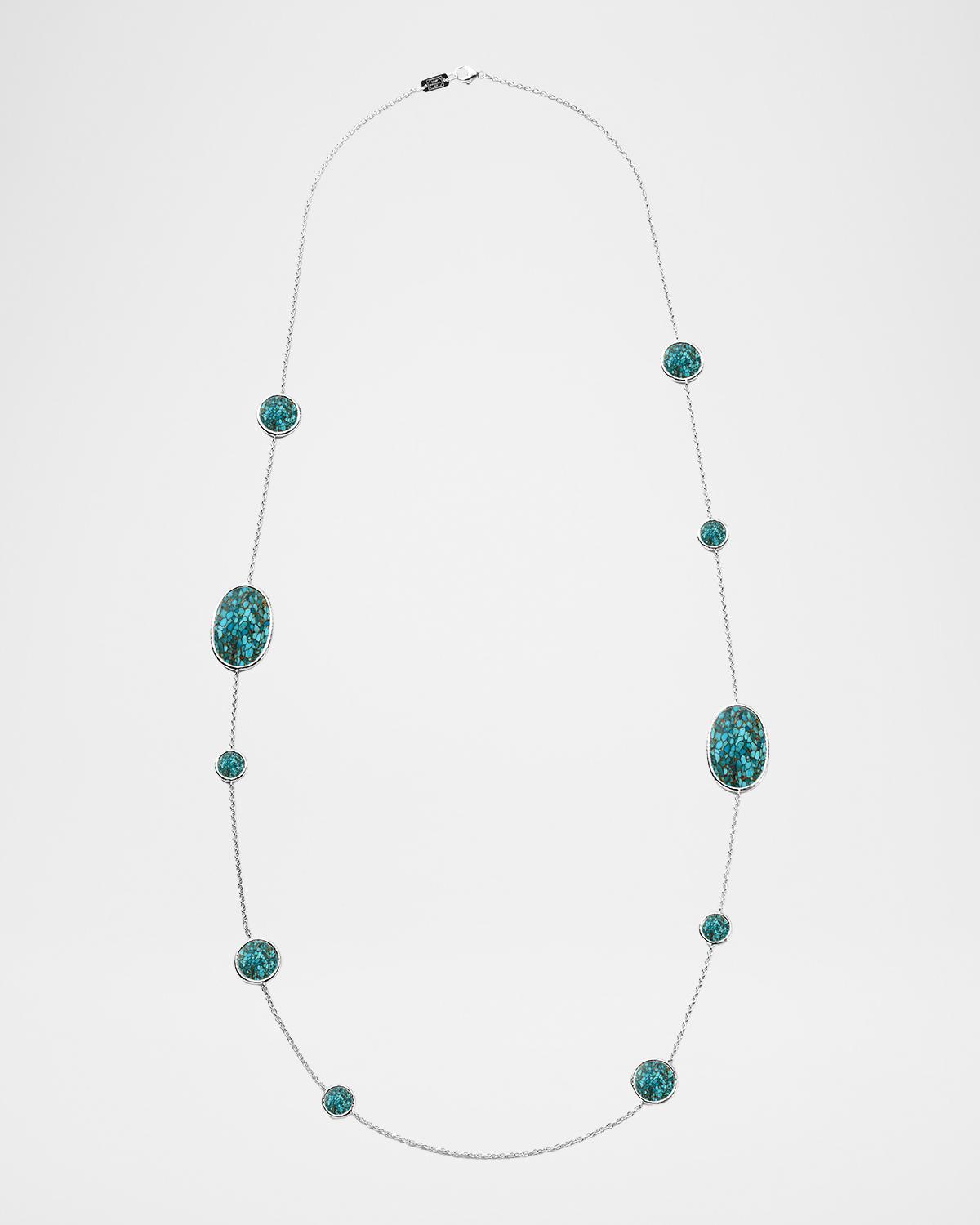 Rock Candy Sterling Silver, Bronze & Turquoise Long Necklace
