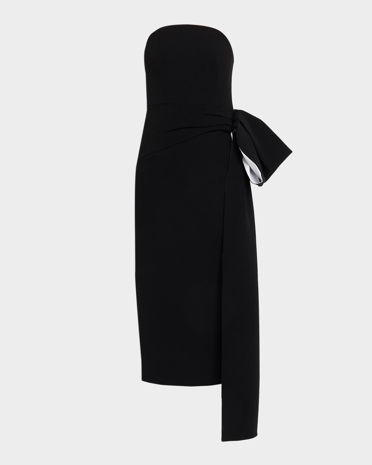 Roland Mouret Moon Strapless Draped Bow Midi Dress