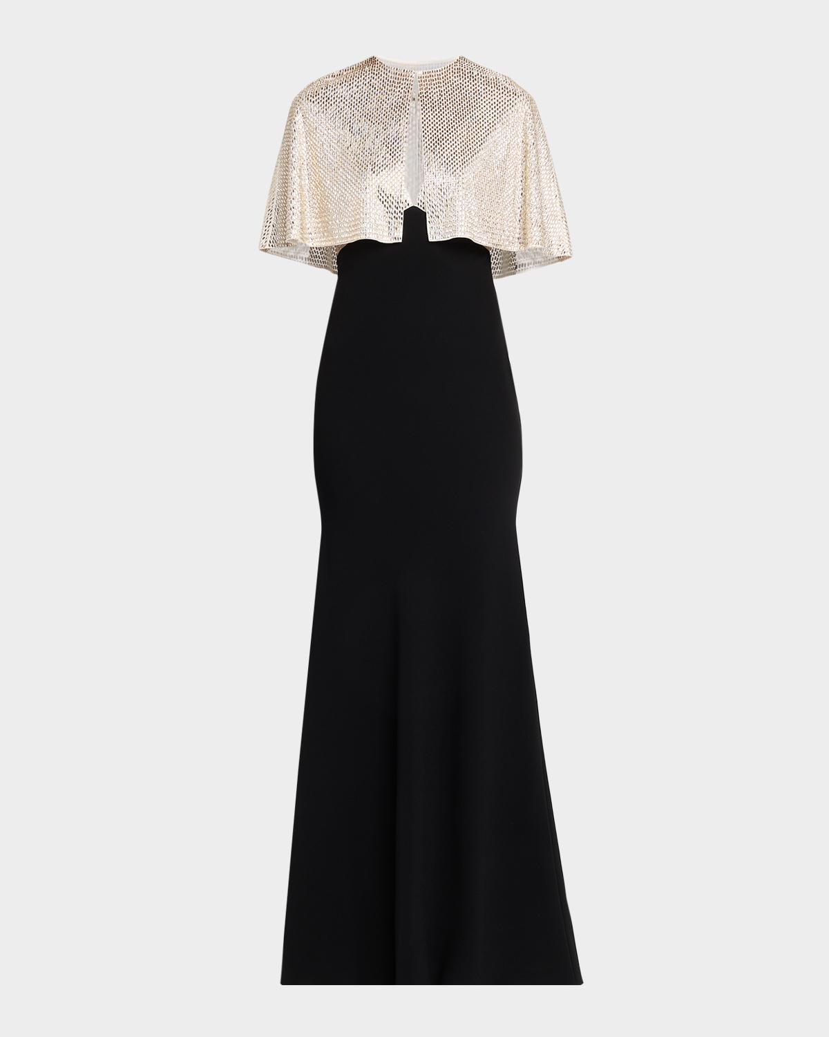 Roland Mouret Embellished V-Neck Gown With Capelet