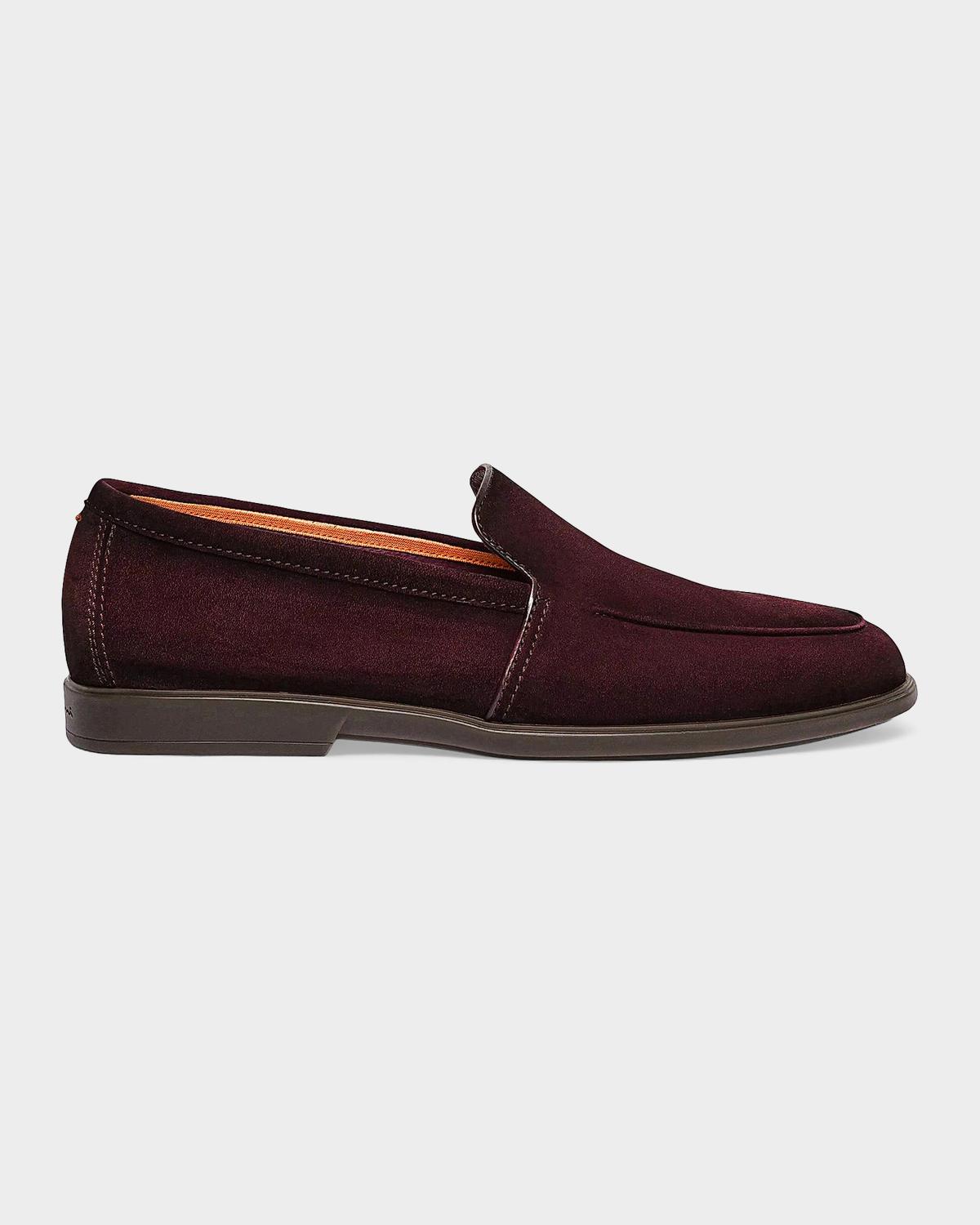 Santoni Men's Malibu Suede Apron-Toe Loafers