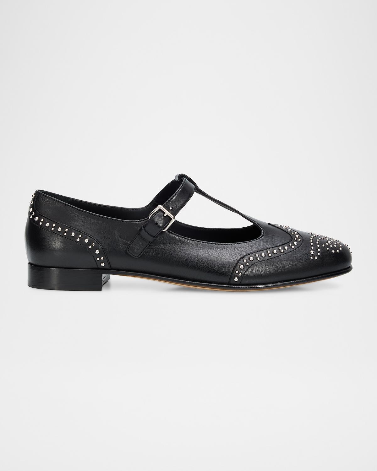 Church's Opal Met Studded Leather Mary Jane Ballerina Flats