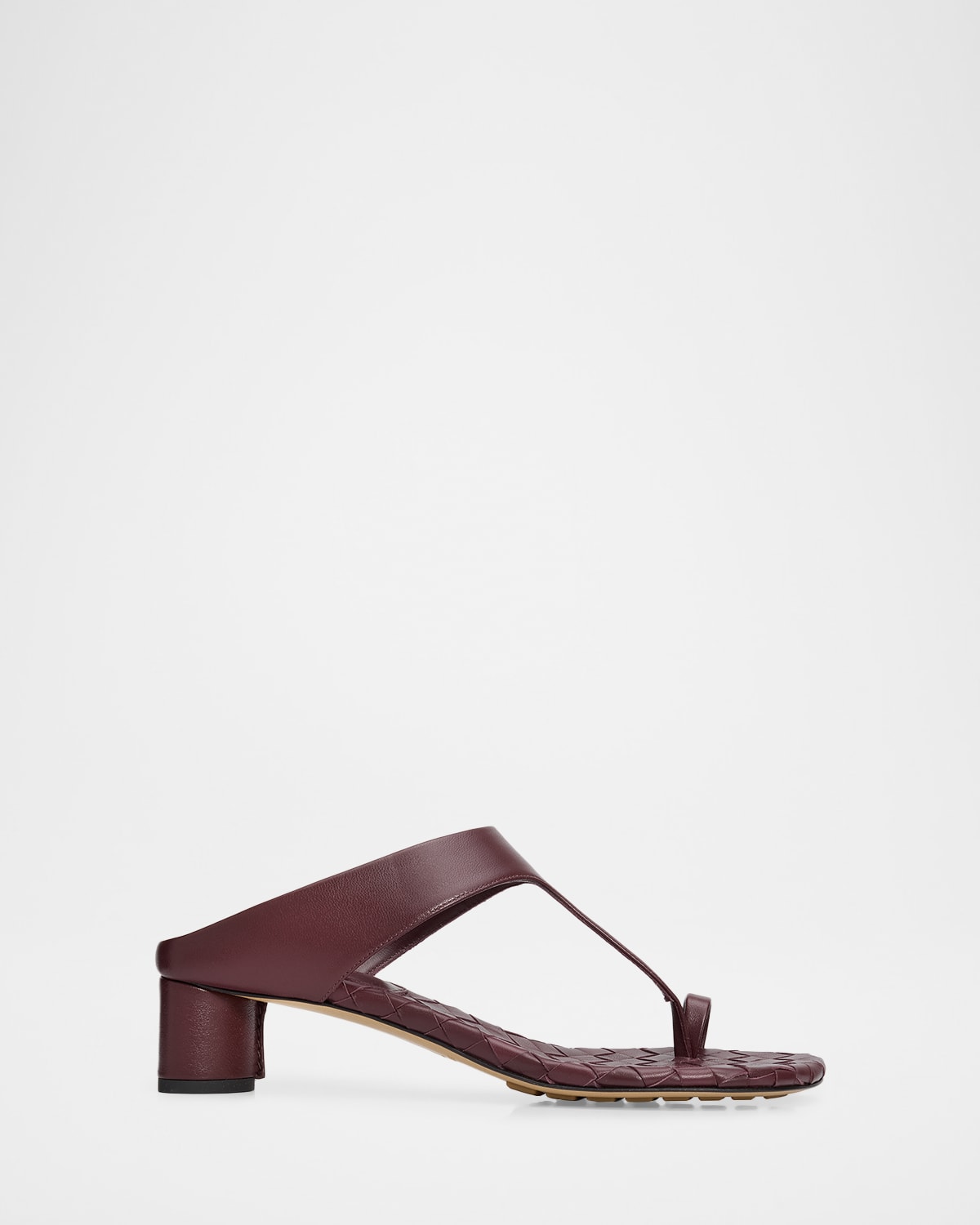 Bottega Veneta 40mm Livia Leather Kitten-heel Thong Sandals In Deep Mahogany