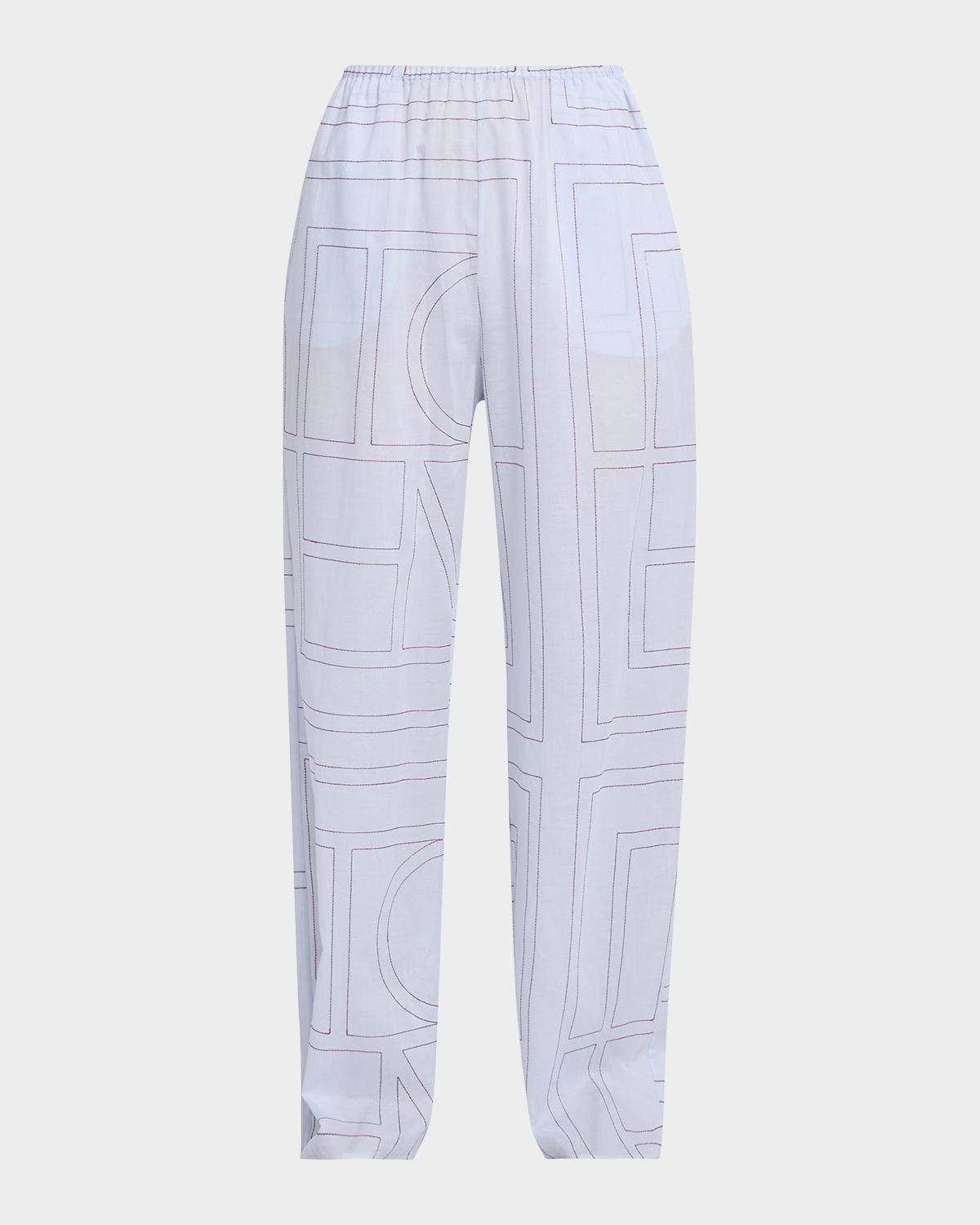 Toteme Monogram Cotton-Blend Straight-Leg Pajama Pants