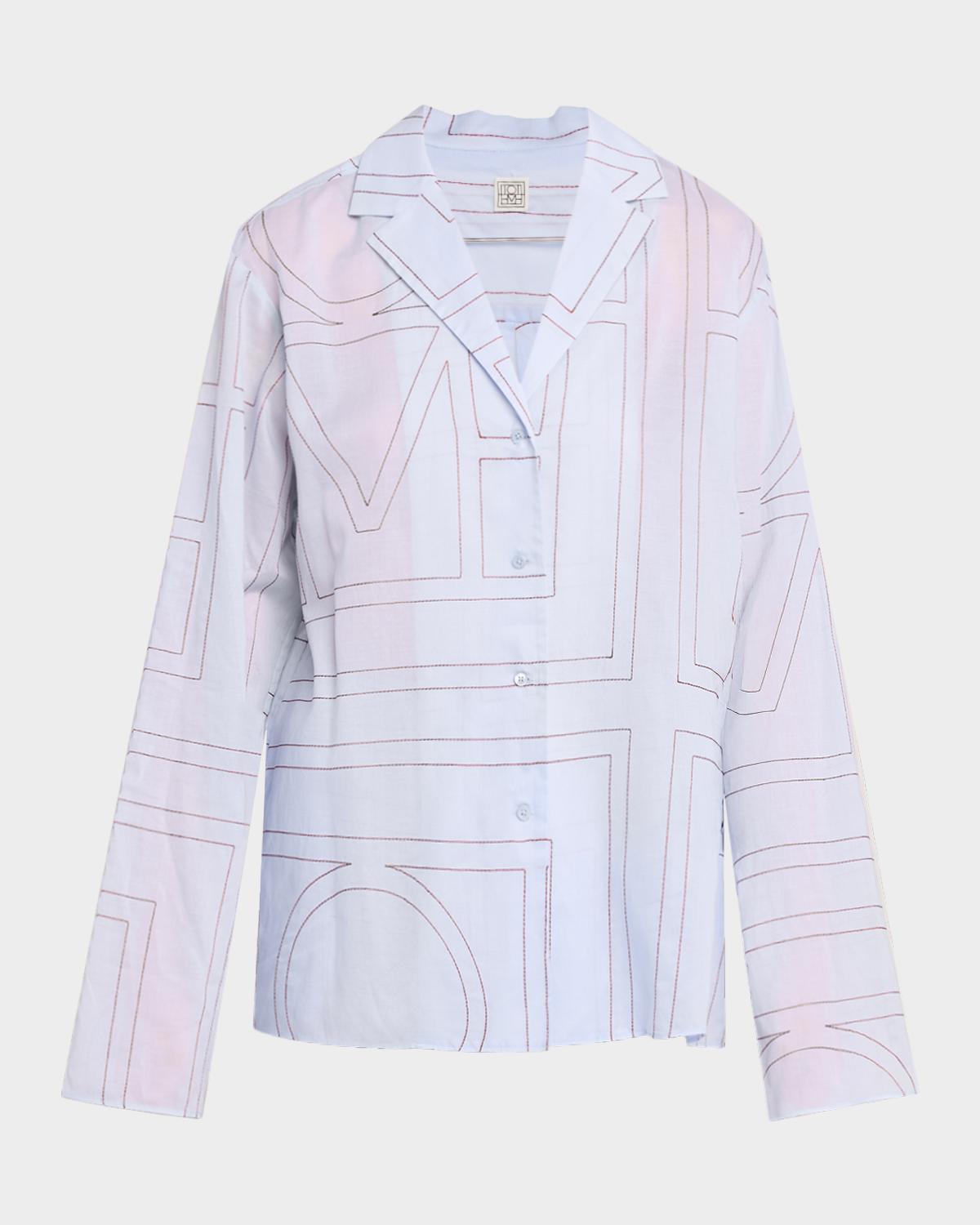 Toteme Monogram Cotton Voile Pajama Top