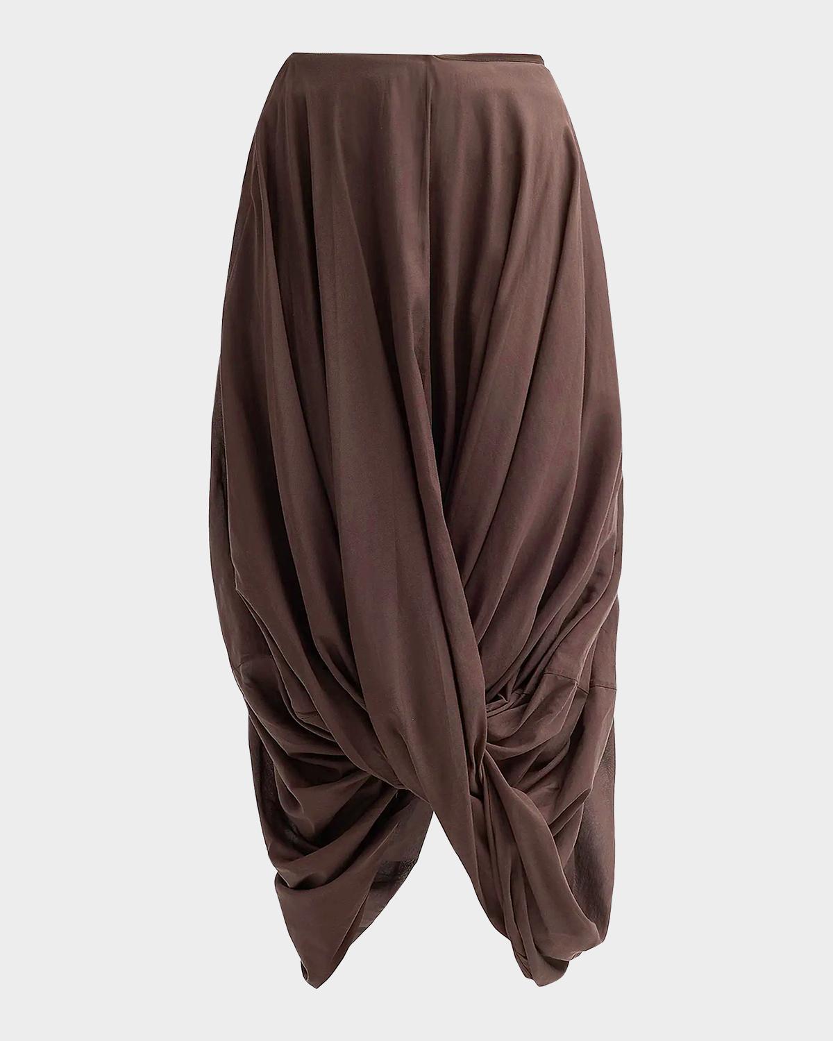 Toteme Cocoon Drape Cotton-Blend Midi Skirt