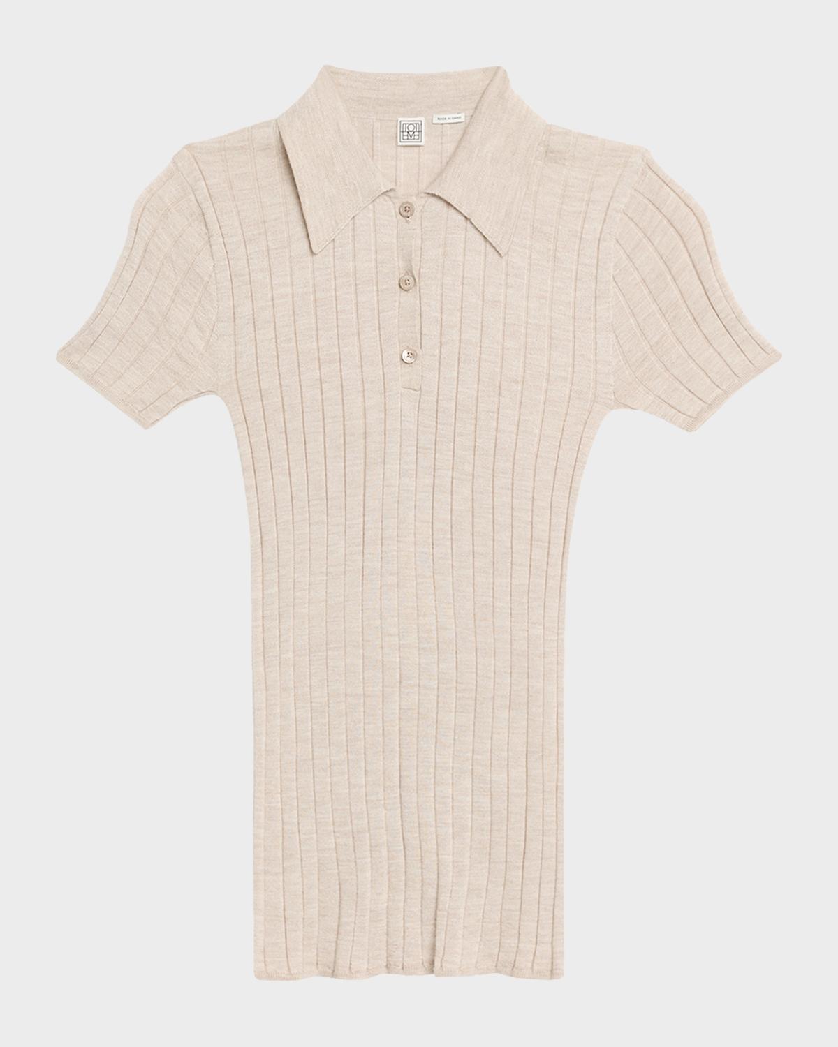 Toteme Ribbed Cashmere Silk Polo Shirt