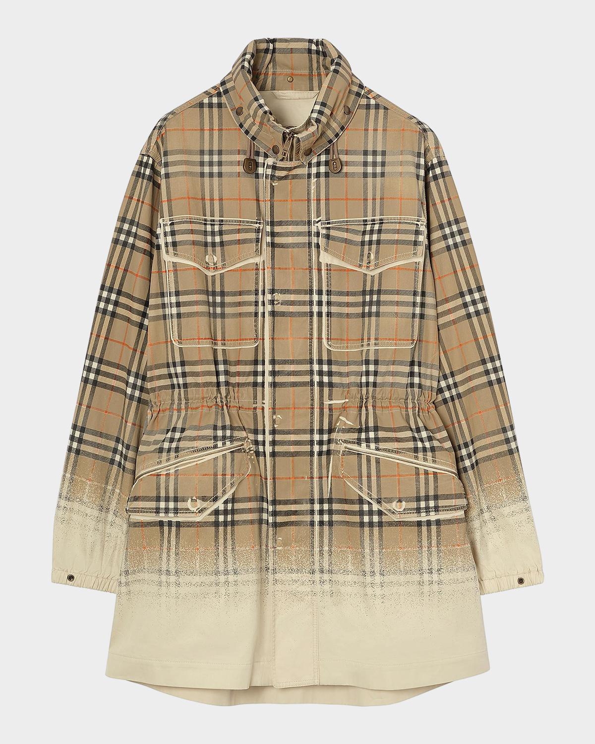 Burberry Men's Lancaster Check Tropical Gabardine Parka