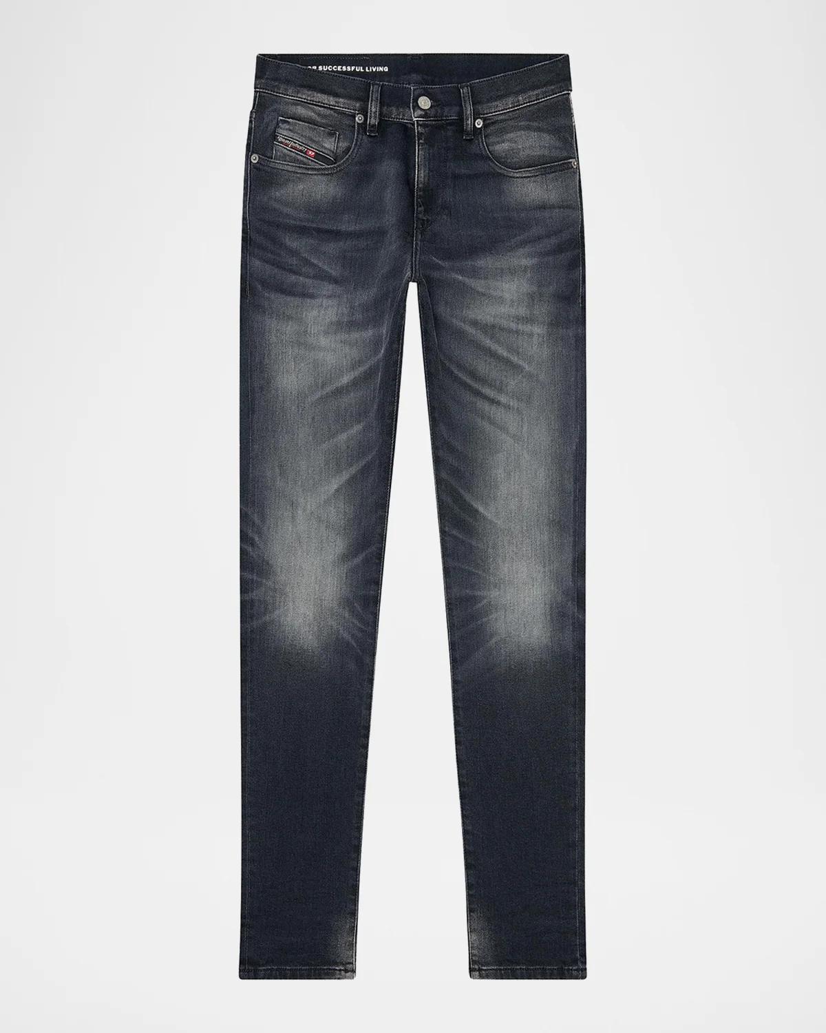Diesel Slim Jeans Regular Waist 2019 D-Strukt, Black/Dark grey, Zip fly