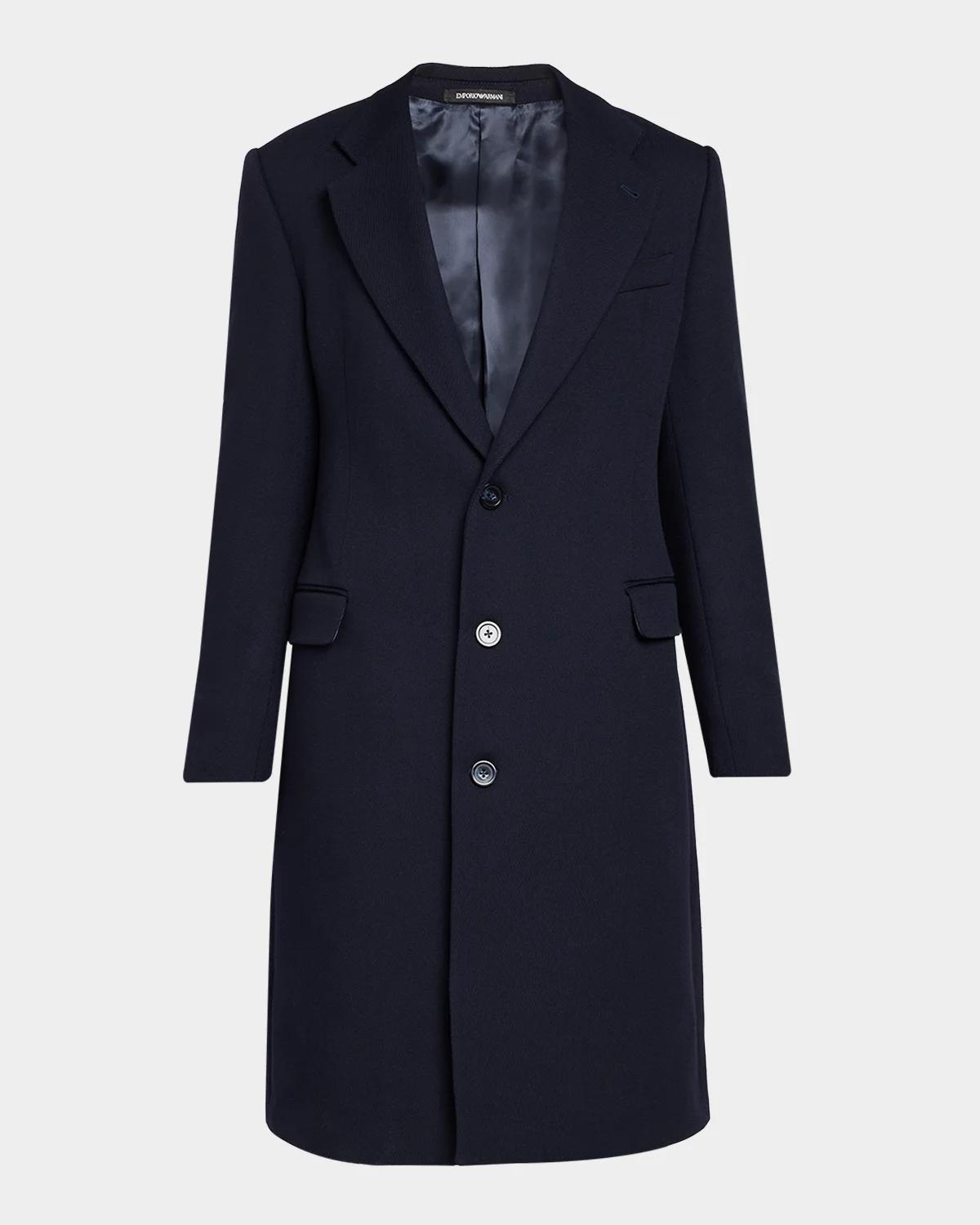 Men & apos;s Single-Breasted Wool Twill Top Coat