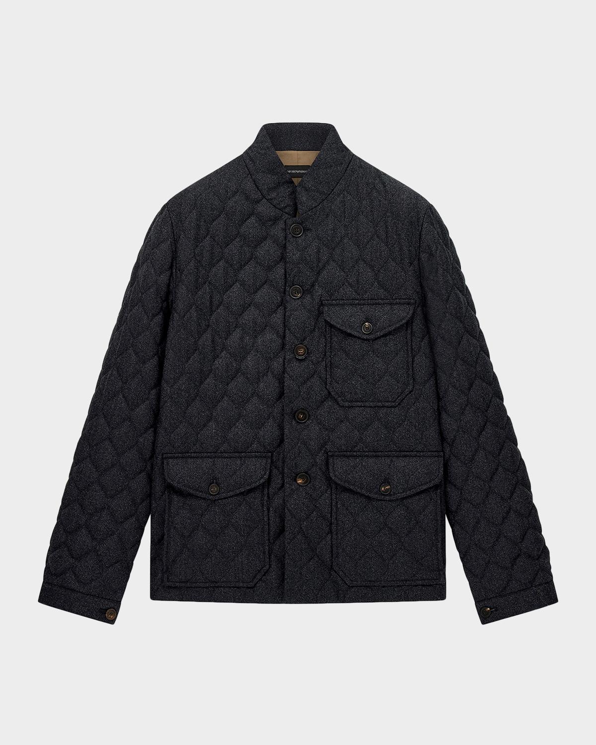 Men & apos;s Wool Quilted Stand-Collar Jacket