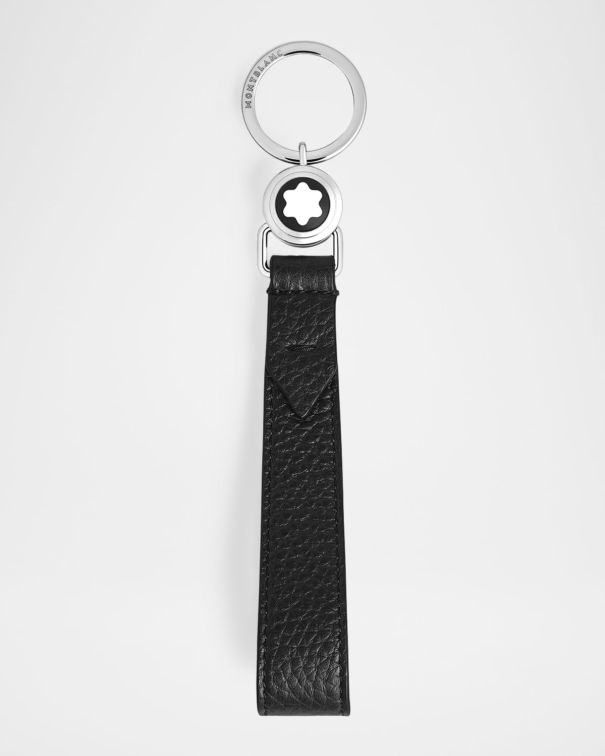 Montblanc Grain Leather Loop Keychain In Black