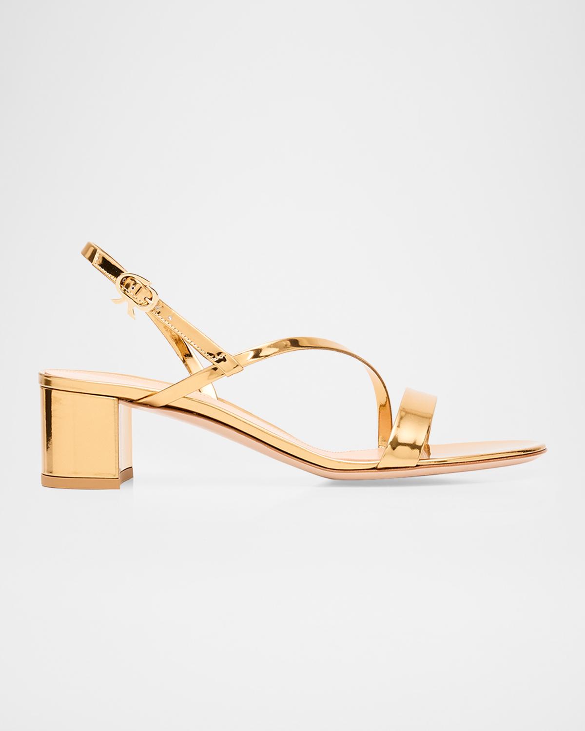 Gianvito Rossi 45mm Betsey Metallic Leather Sandals