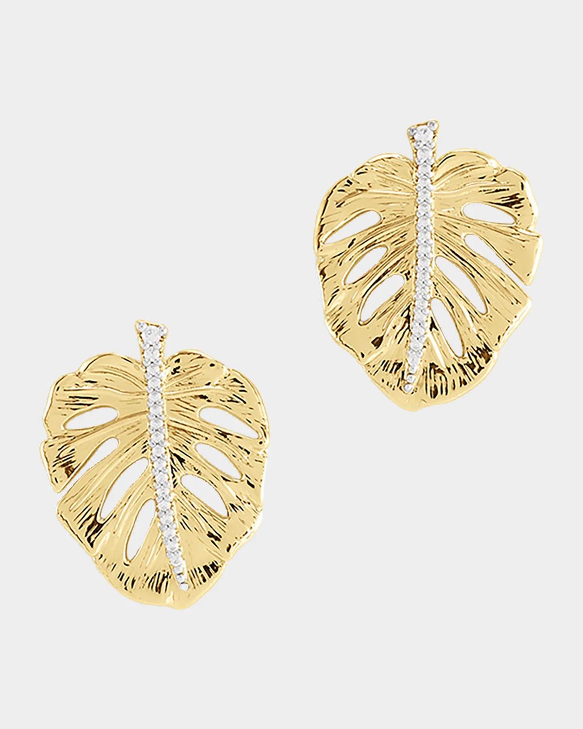 Palm 18K-Gold-Plated Cubic Zirconia Stud Earrings