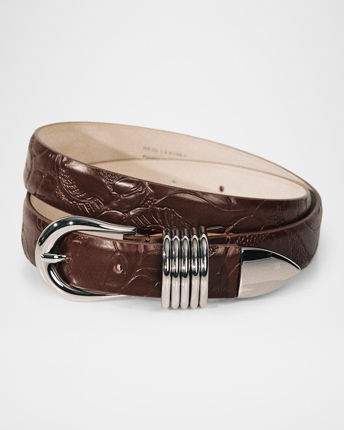 Déhanche Hollyhock Embossed Leather Belt