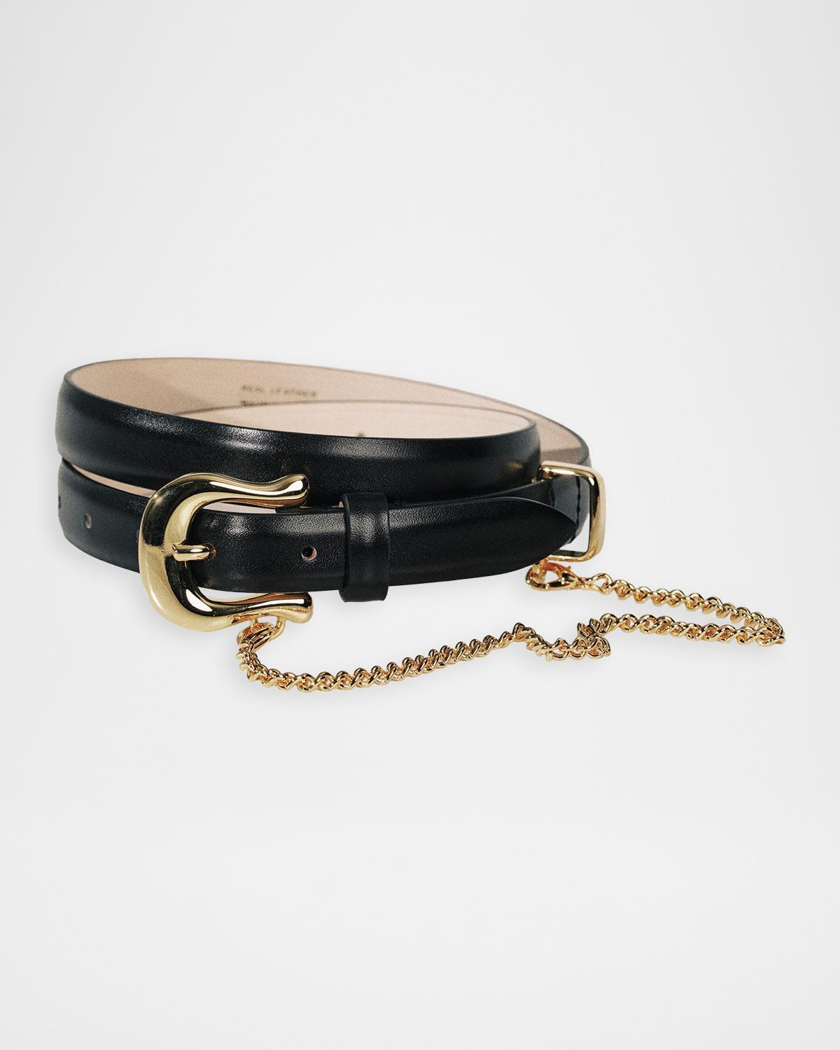 Déhanche Luzia Chain-Embellished Leather Belt