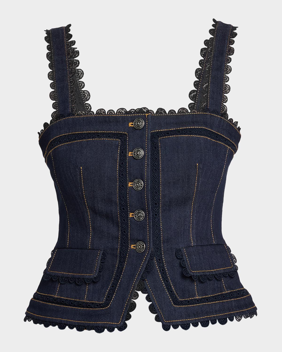 Cinq à Sept Cotton-Blend Lace-Trim Top