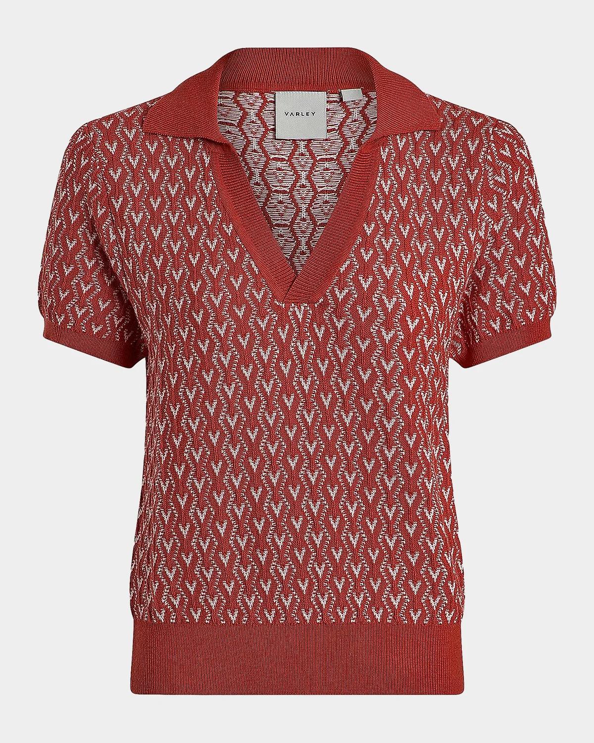 Varley Ezrella Geometric Cotton-Blend Polo Shirt
